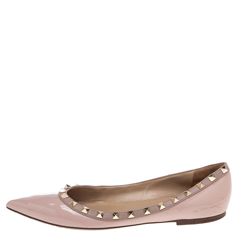 

Valentino Pink Patent Leather Rockstud Ballet Flats Size