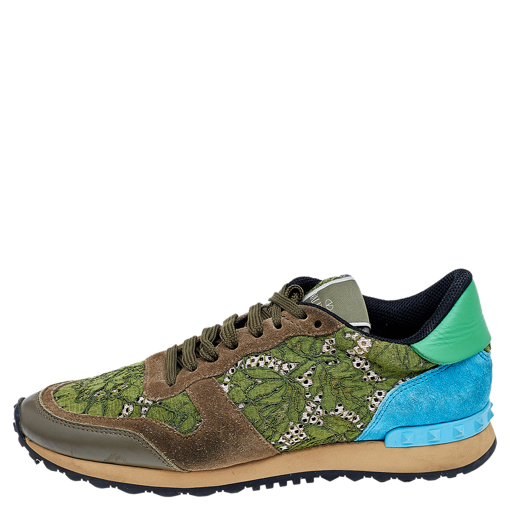 

Valentino Multicolor Leather And Suede Rockstud Sneakers Size
