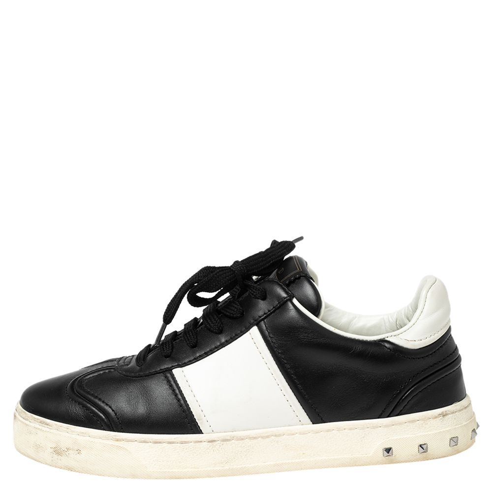 

Valentino Black/White Leather Fly Crew Low Top Sneakers Size