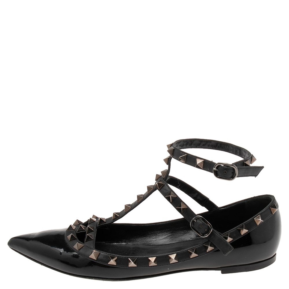 

Valentino Black Patent Leather Rockstud Ballet Flats Size