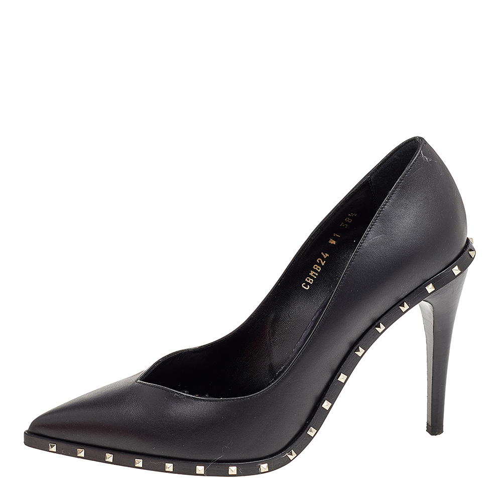 

Valentino Black Leather Rockstud Pointed Toe Pumps Size