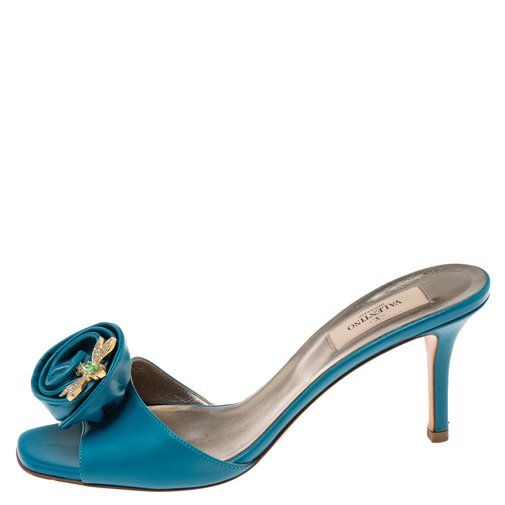 

Valentino Blue Leather Slide Sandals Size