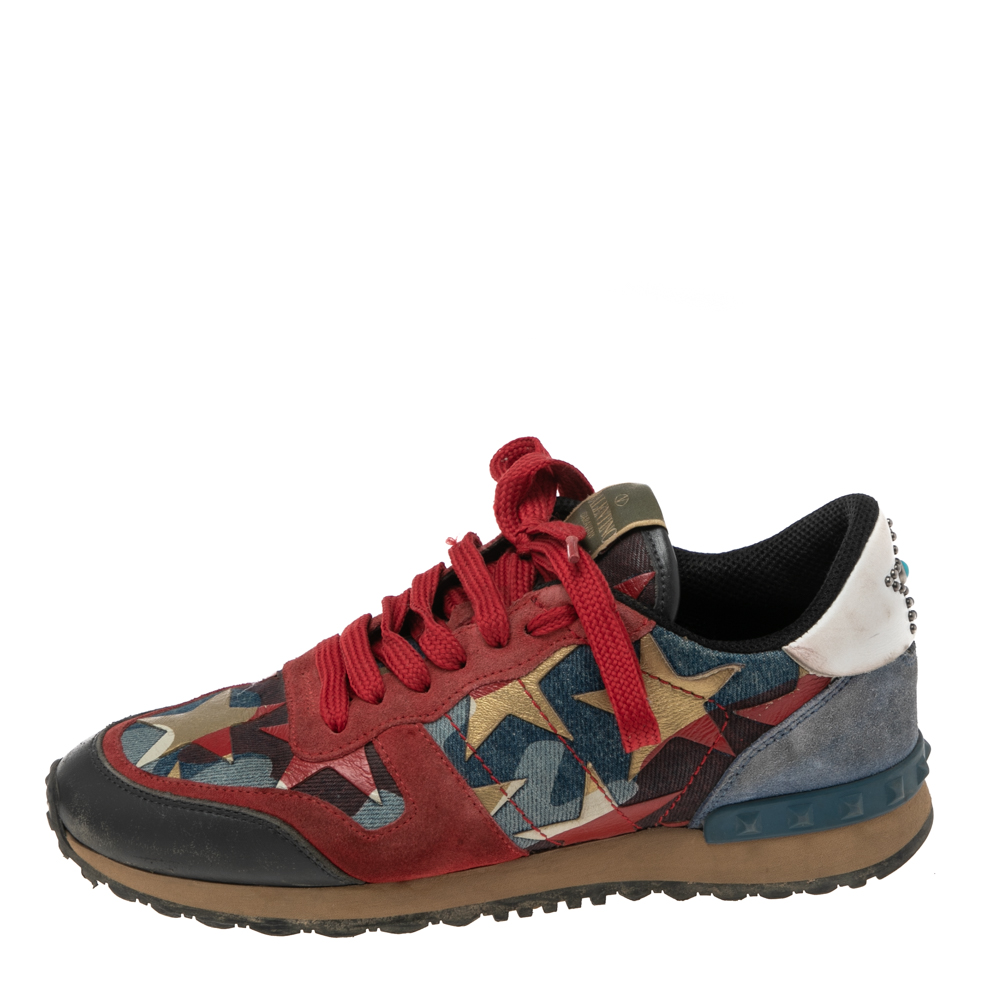 

Valentino Multicolor Camouflage Suede And Leather Rockrunner Sneakers Size