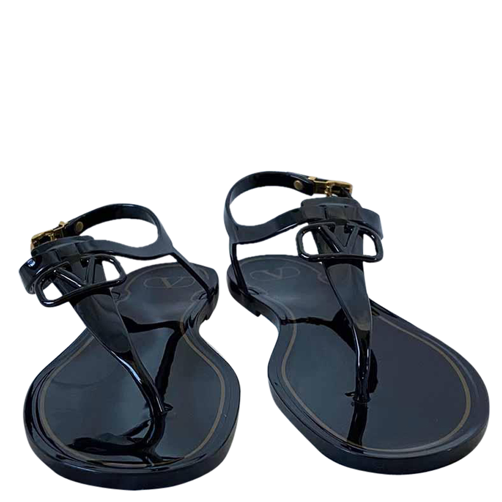 

Valentino Black Rubber VLogo Signature Flats EU