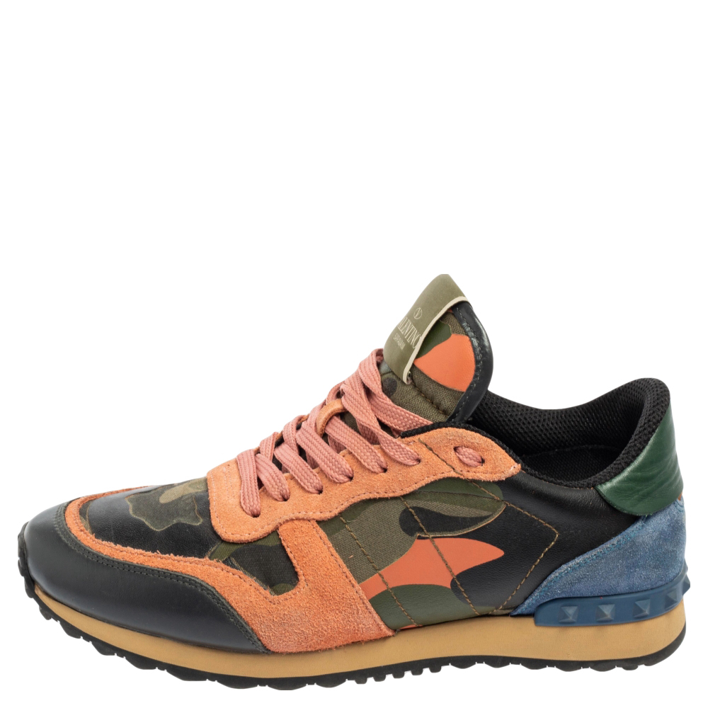 

Valentino Multicolor Suede And Leather Rockrunner Sneakers Size