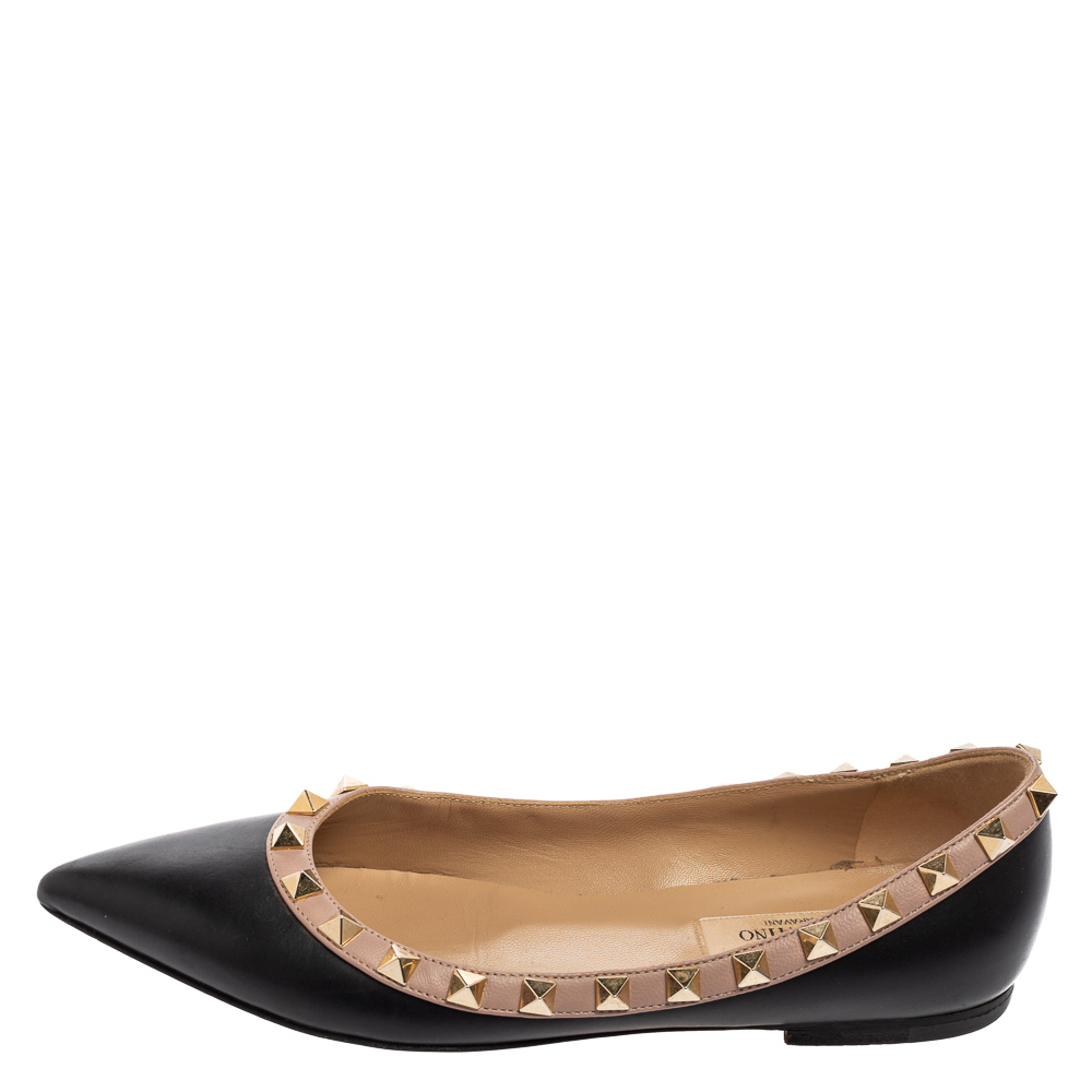 

Valentino Black Leather Rockstud Ballet Flats Size