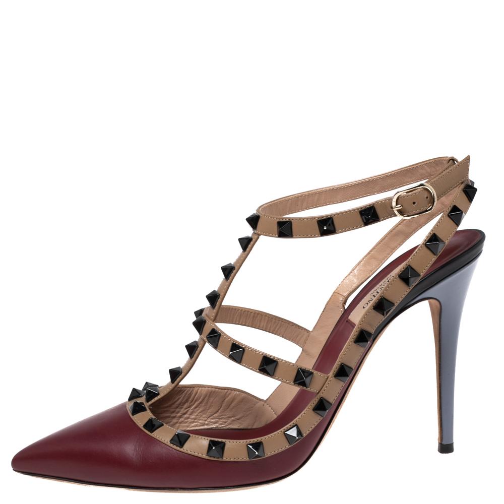 

Valentino Multicolor Leather Rockstud Sandals Size
