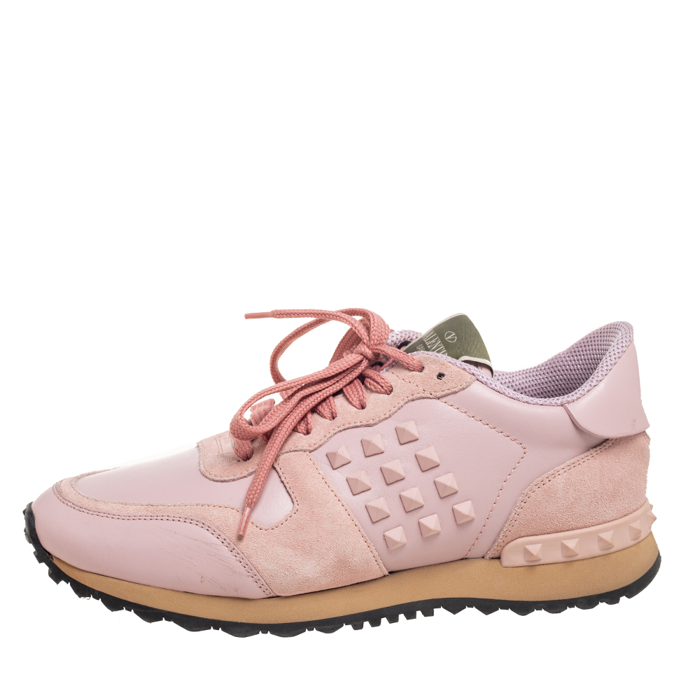 

Valentino Pink Suede and Leather Rockrunner Sneakers Size