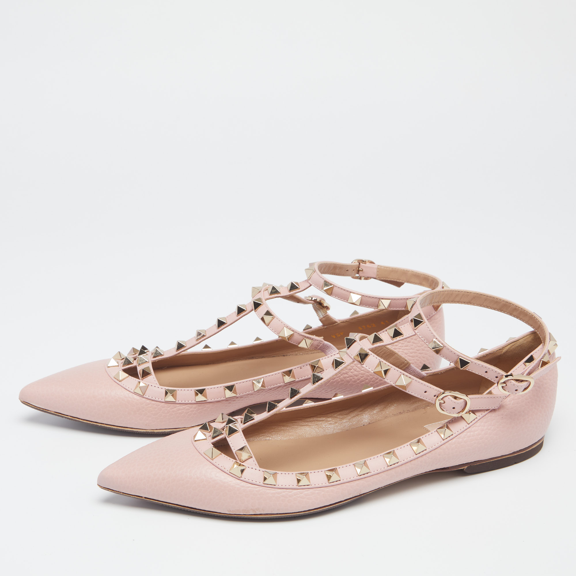 

Valentino Pink Leather Rockstud Ballet Flats Size