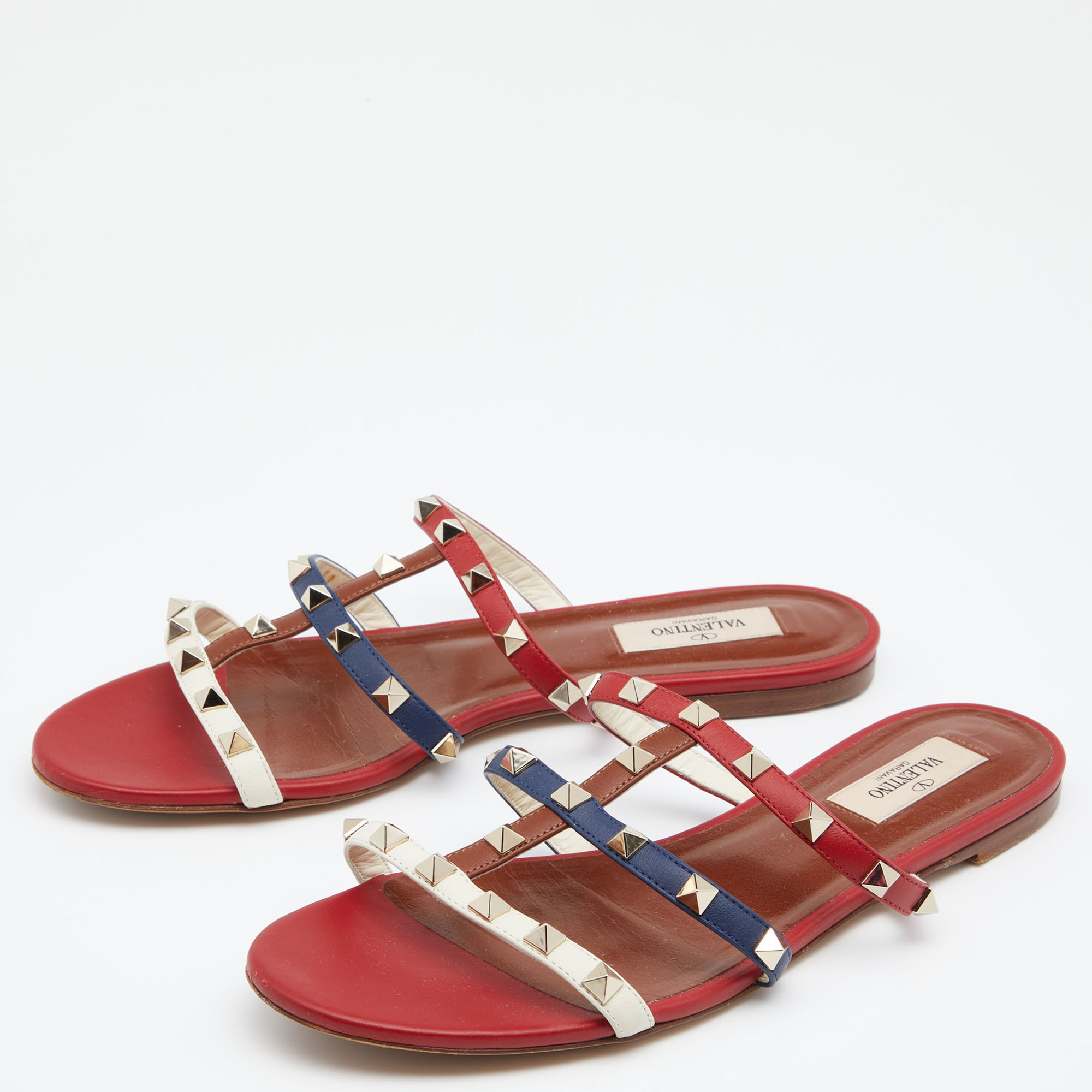 

Valentino Multicolor Leather Rockstud Flats Size