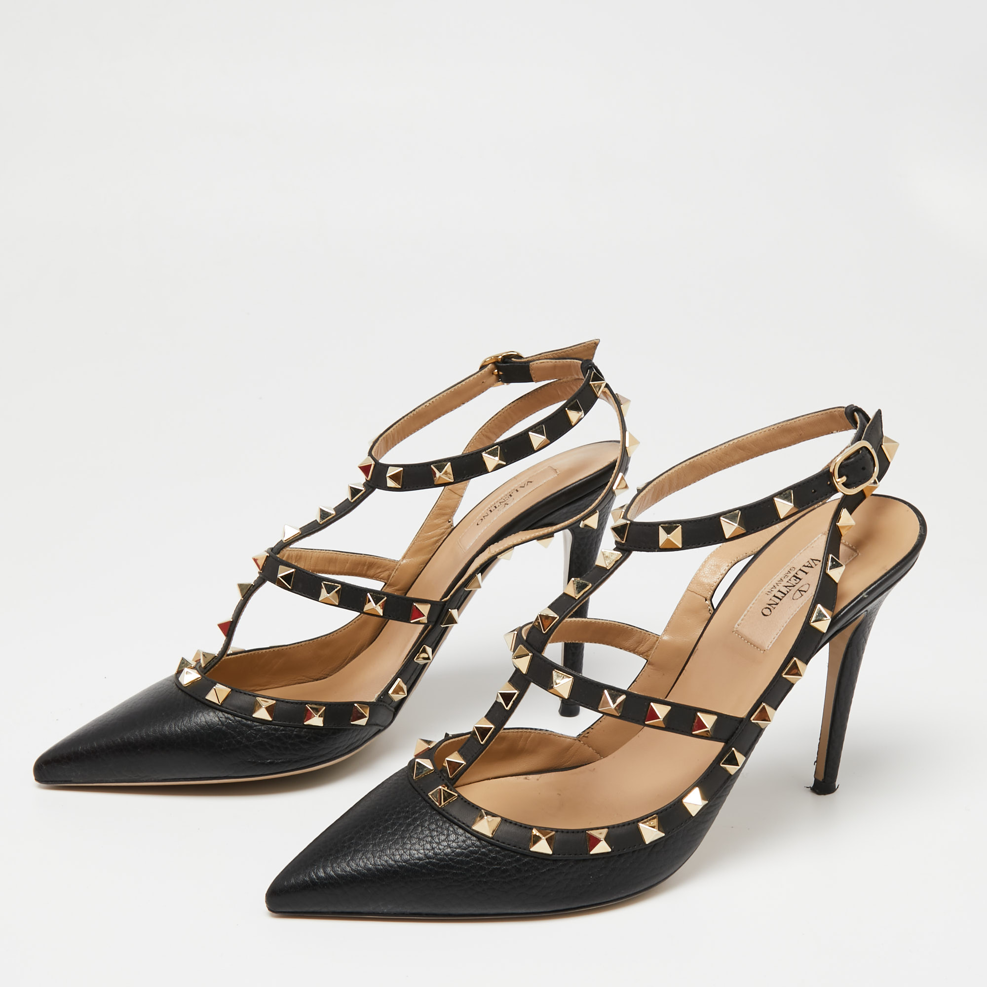 

Valentino Black Leather Rockstud Sandals Size