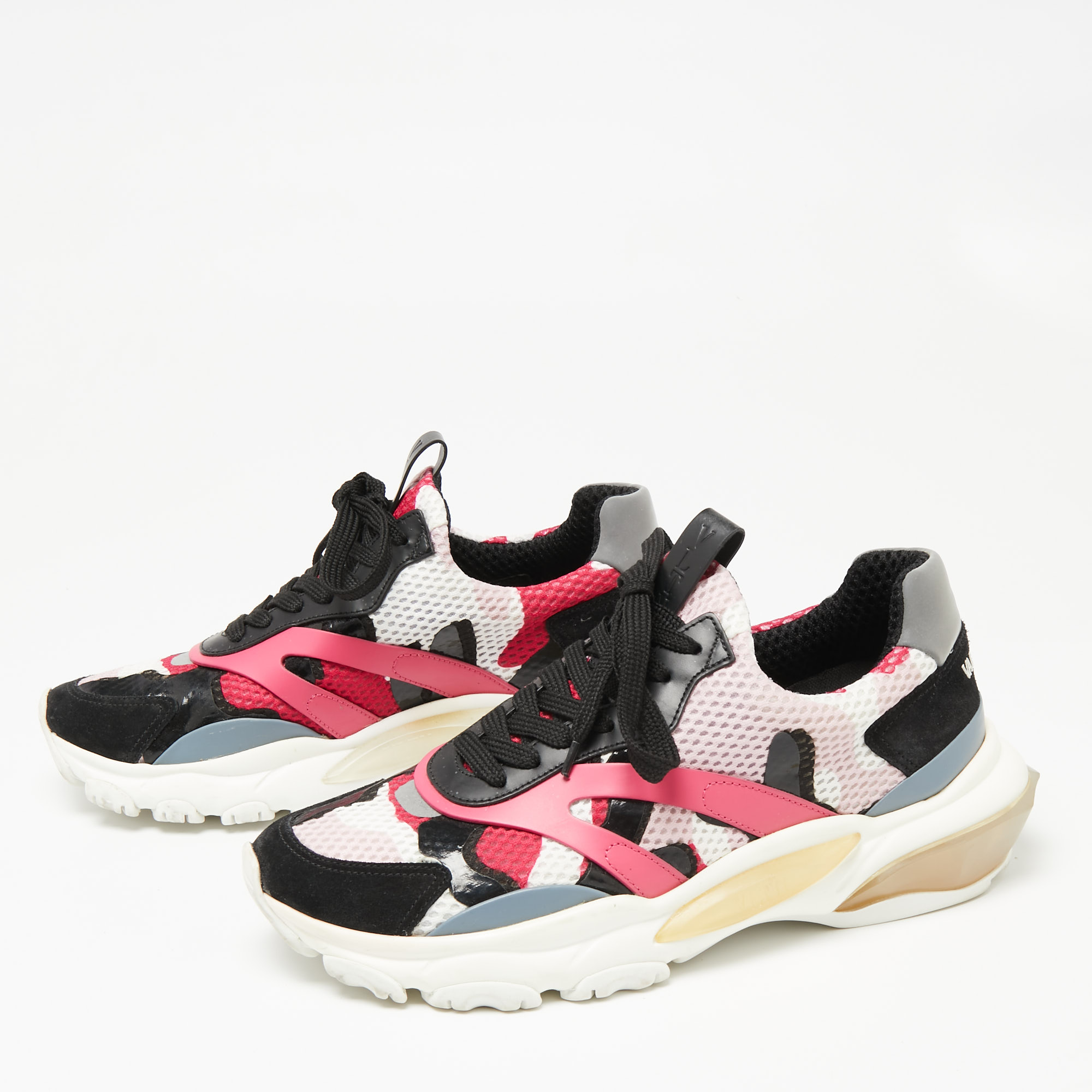 

Valentino Multicolor Suede And Fabric Camouflage Lace Up Sneakers Size
