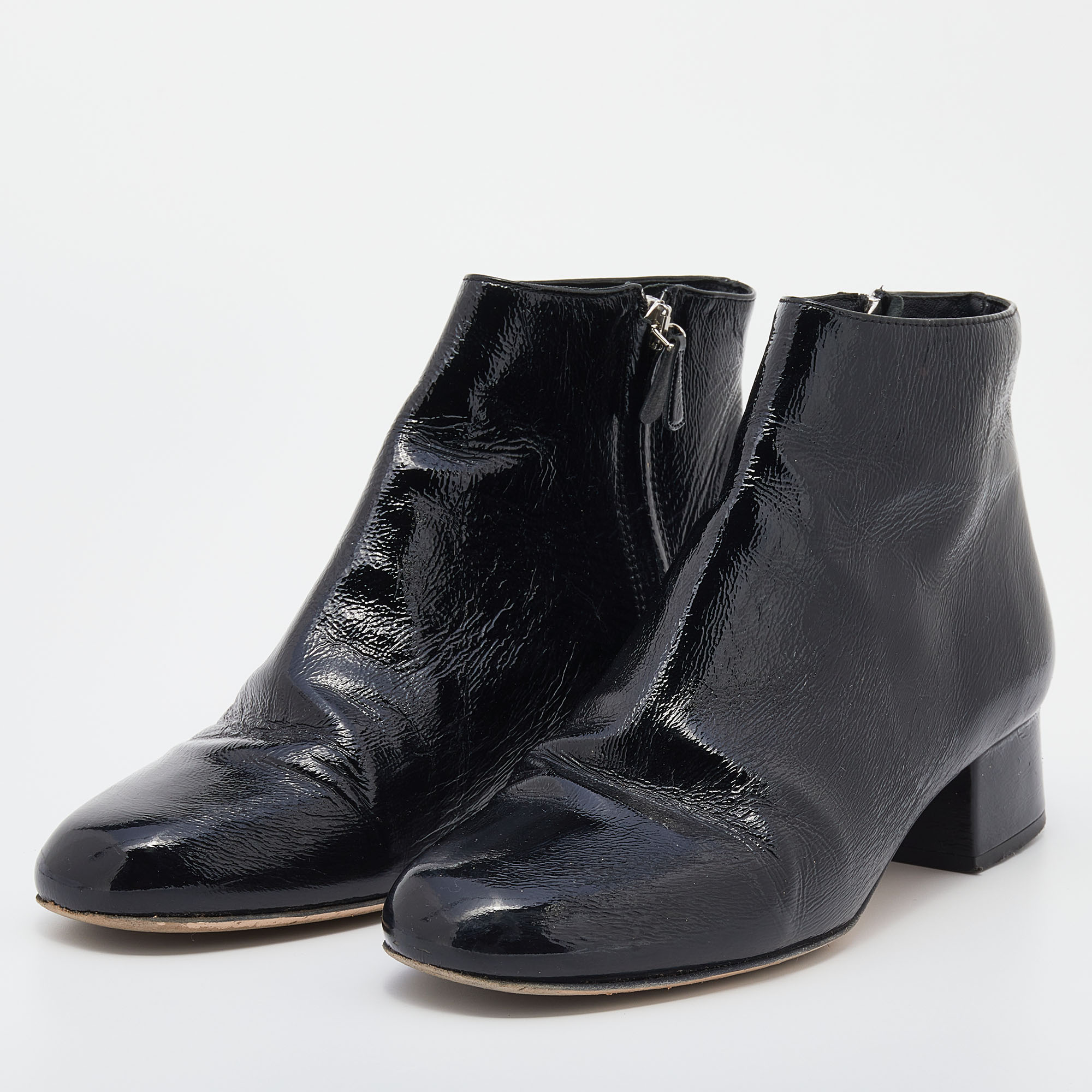 

Valentino Black Patent Leather Ankle Length Boots Size