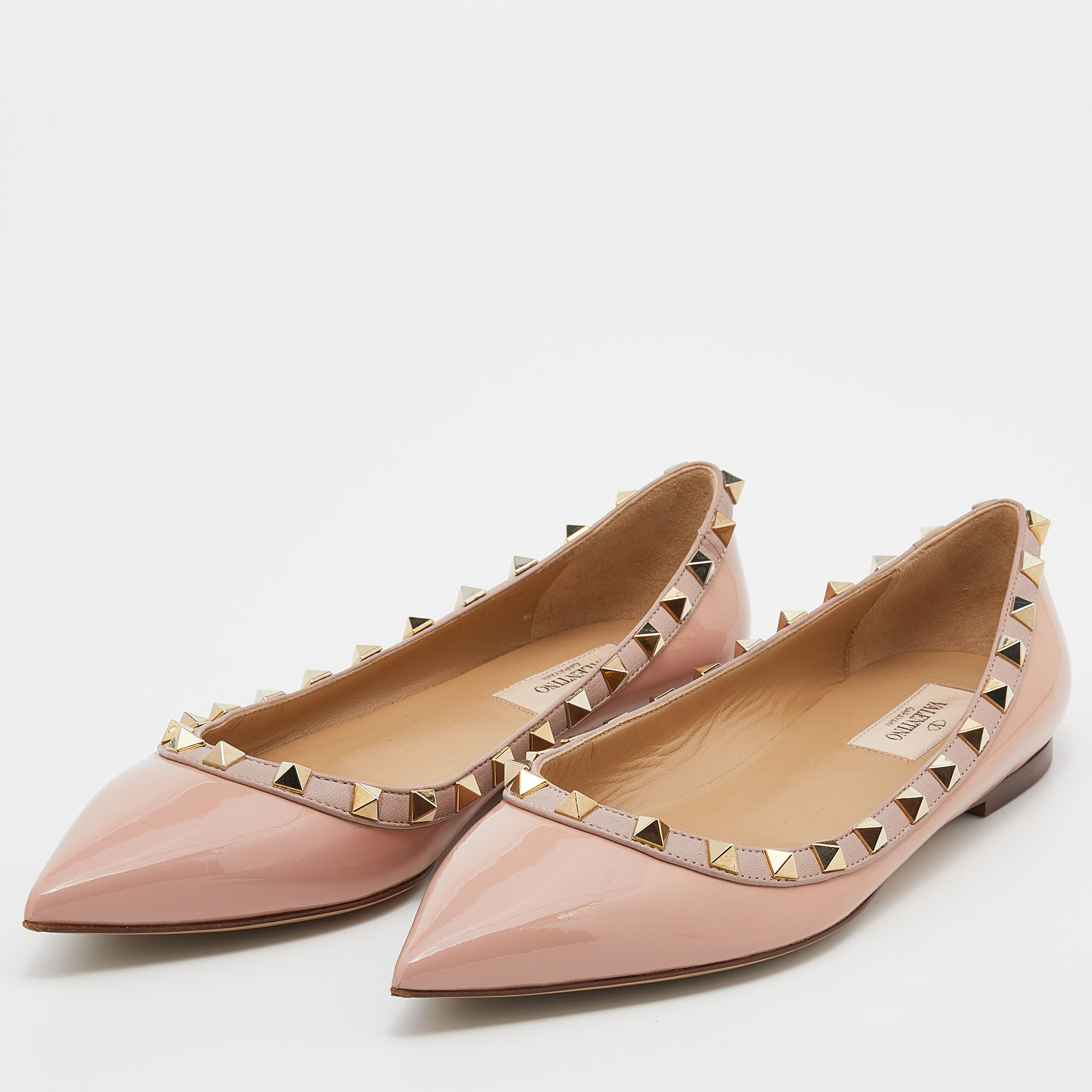 

Valentino Pink Patent Leather Rockstud Ballet Flats Size