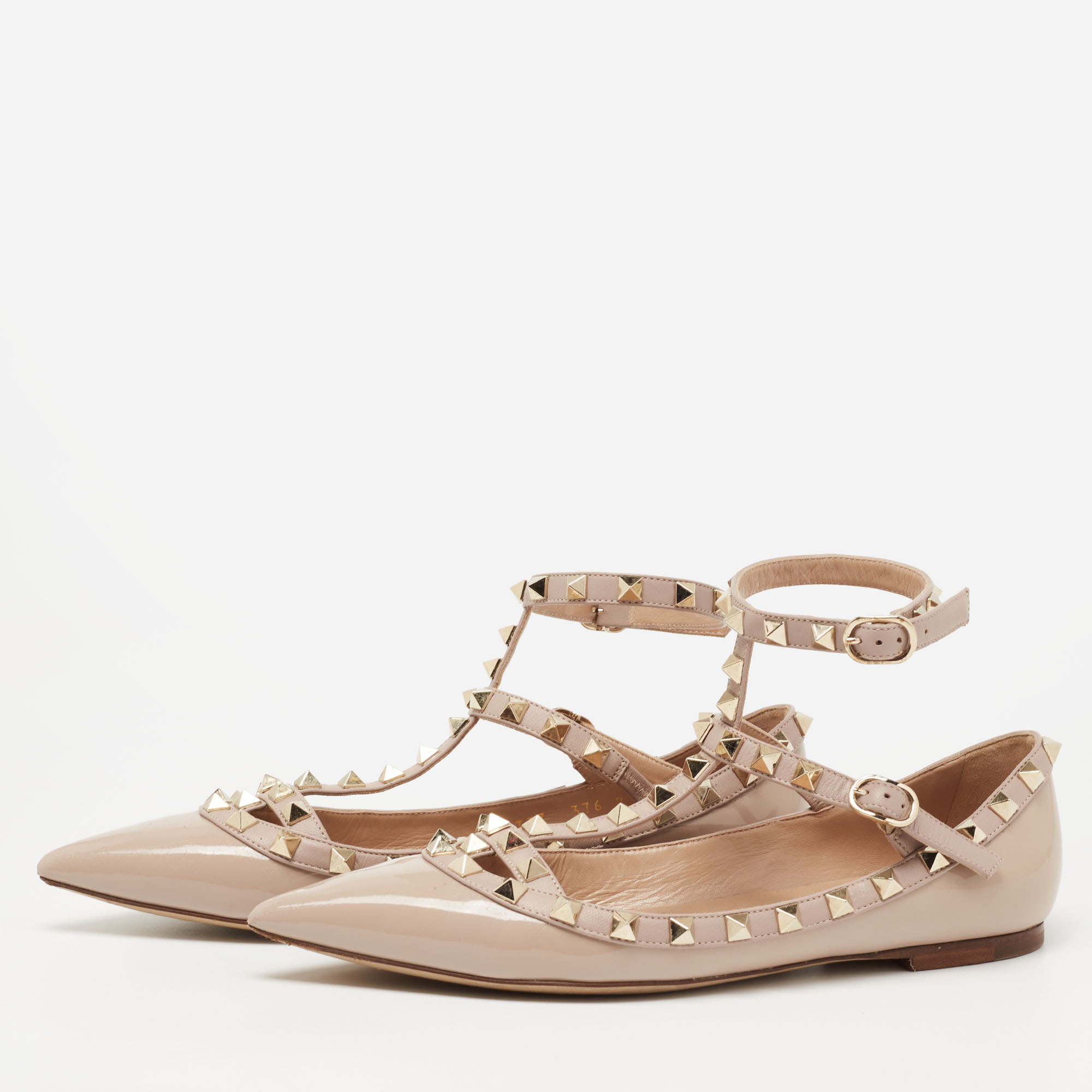 

Valentino Dusty Pink Patent Leather Rockstud Caged Ballet Flats Size