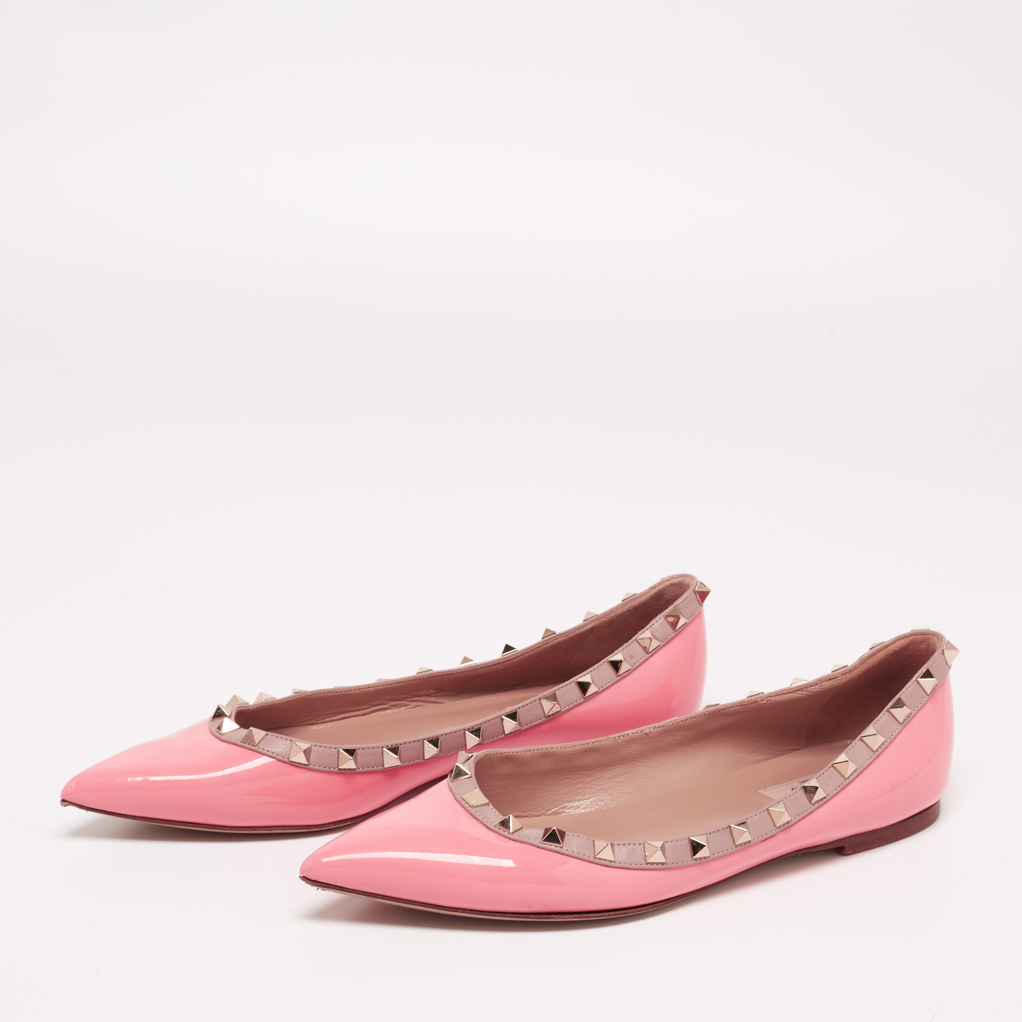 

Valentino Pink Patent And Leather Rockstud Ballet Flats Size