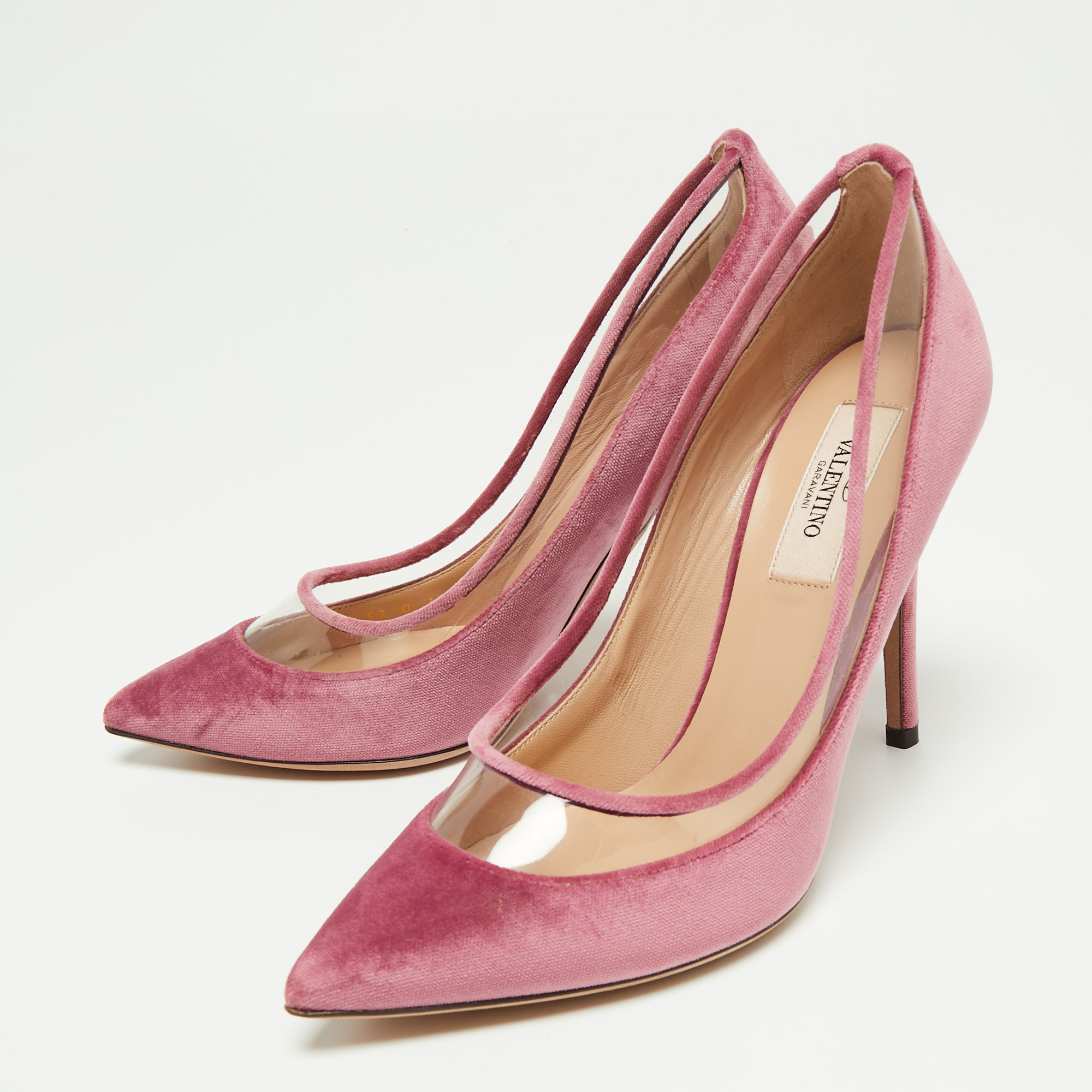 

Valentino Pink Velvet And PVC Dolly Bow Pointed Toe Pumps Size