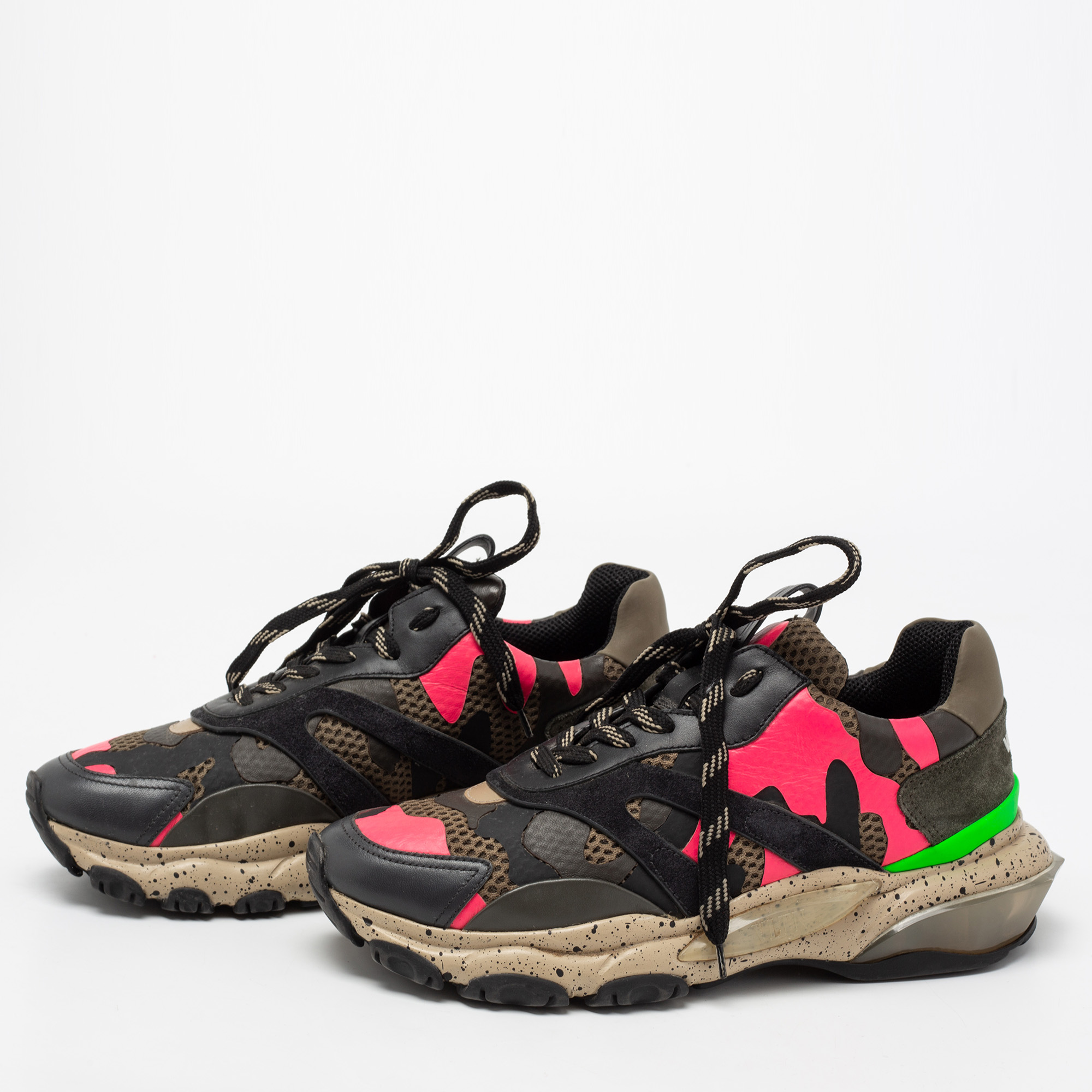 

Valentino Multicolor Fabric And Leather Camouflage Bounce Low Top Sneakers