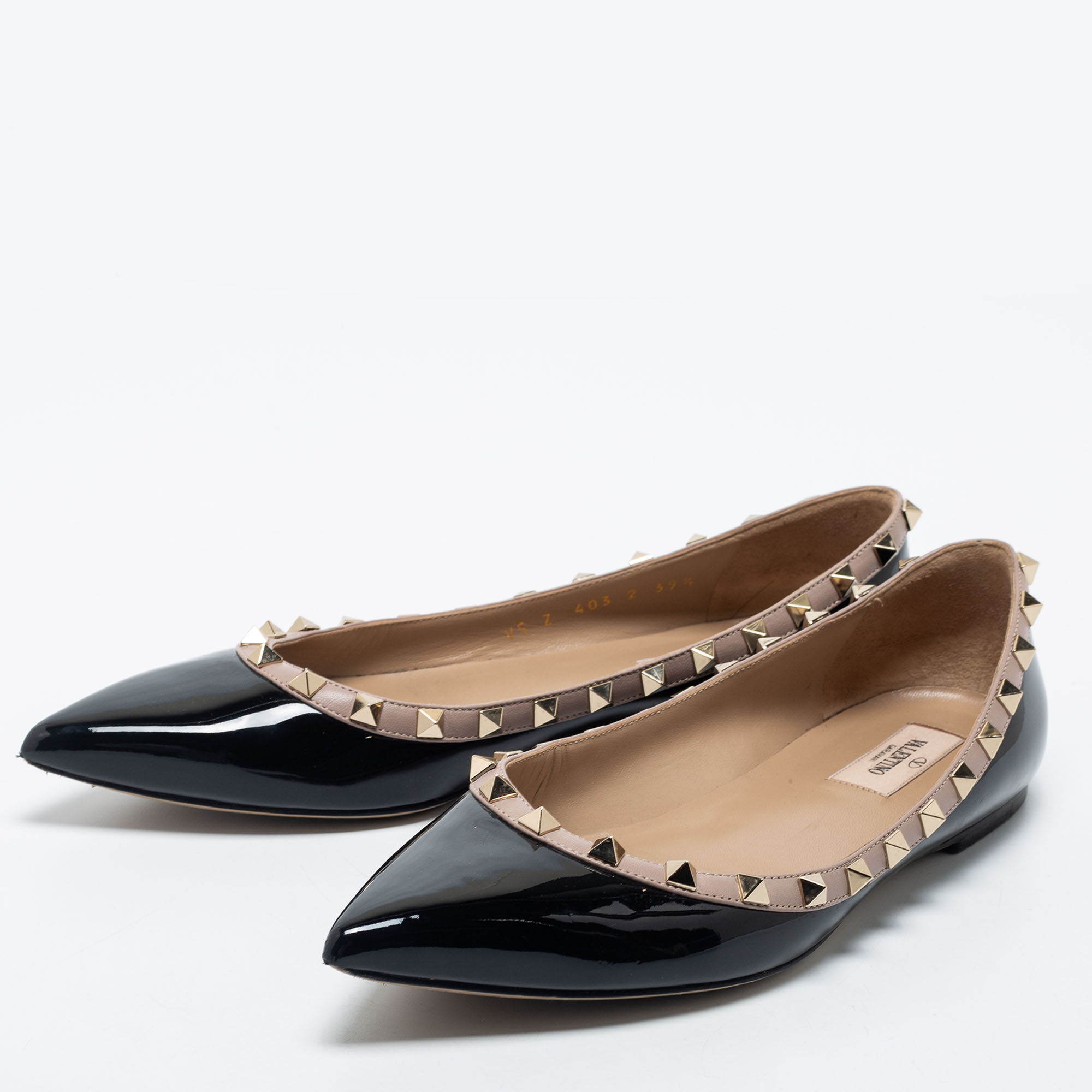 

Valentino Black Patent Leather Rockstud Ballet Flats Size