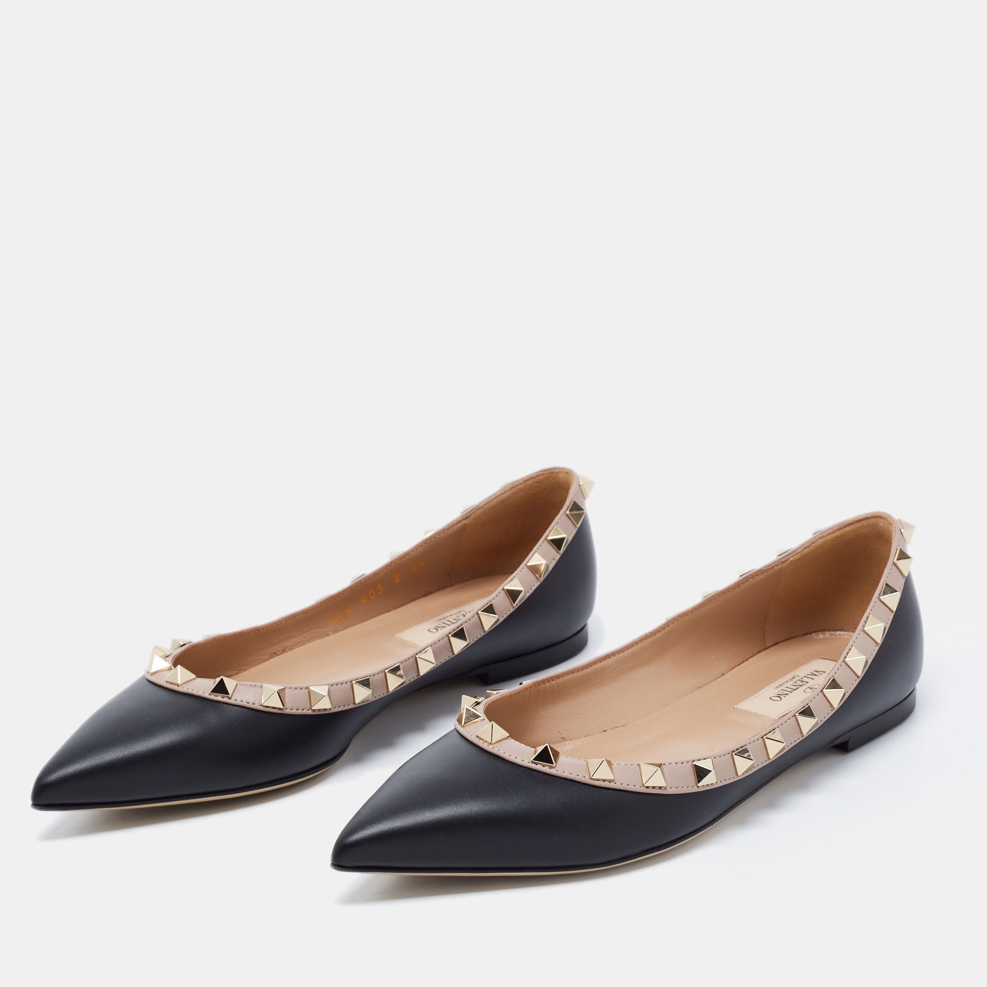 

Valentino Black Leather Rockstud Ballet Flats Size