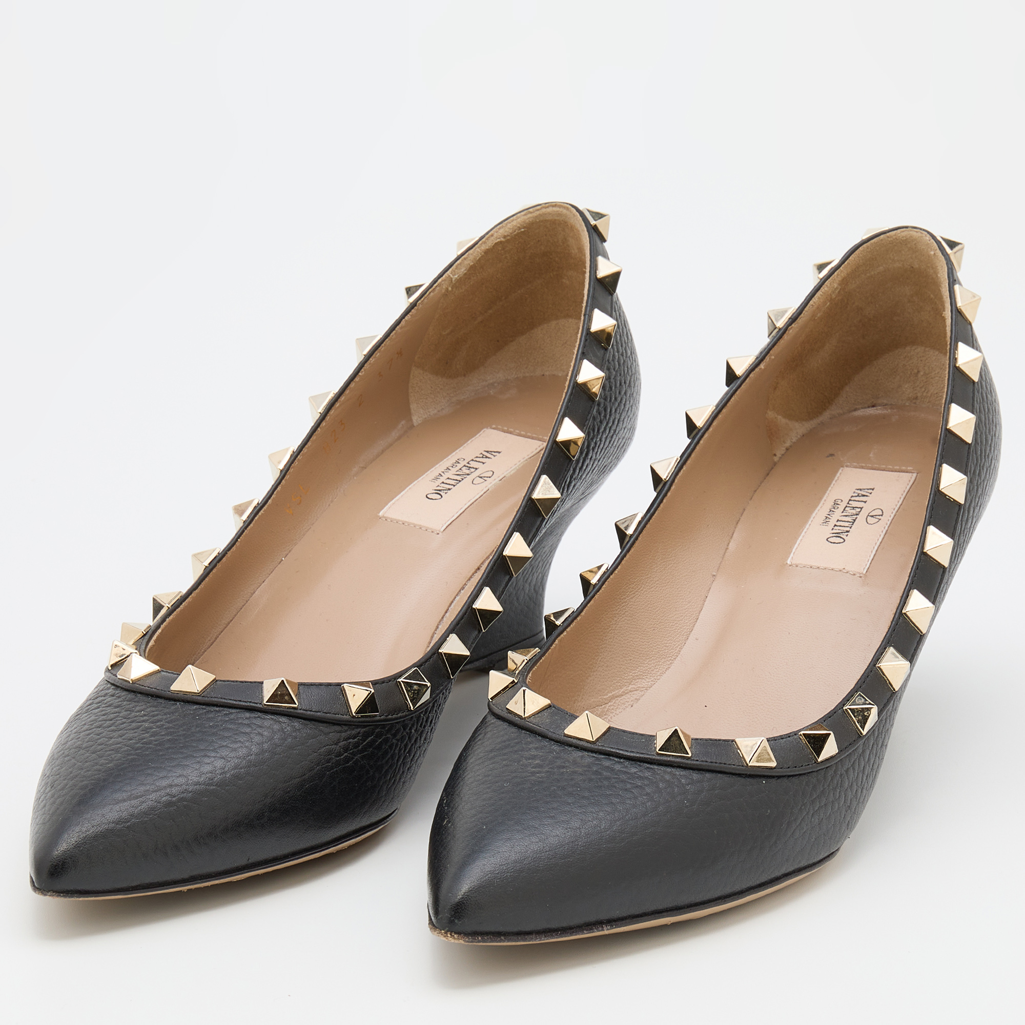 

Valentino Black Leather Rockstud Wedge Pumps Size