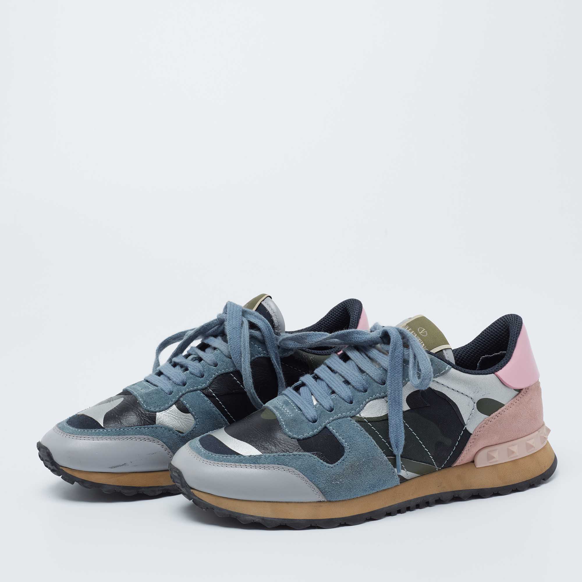 

Valentino Multicolor Leather and Suede Rockrunner Sneakers Size