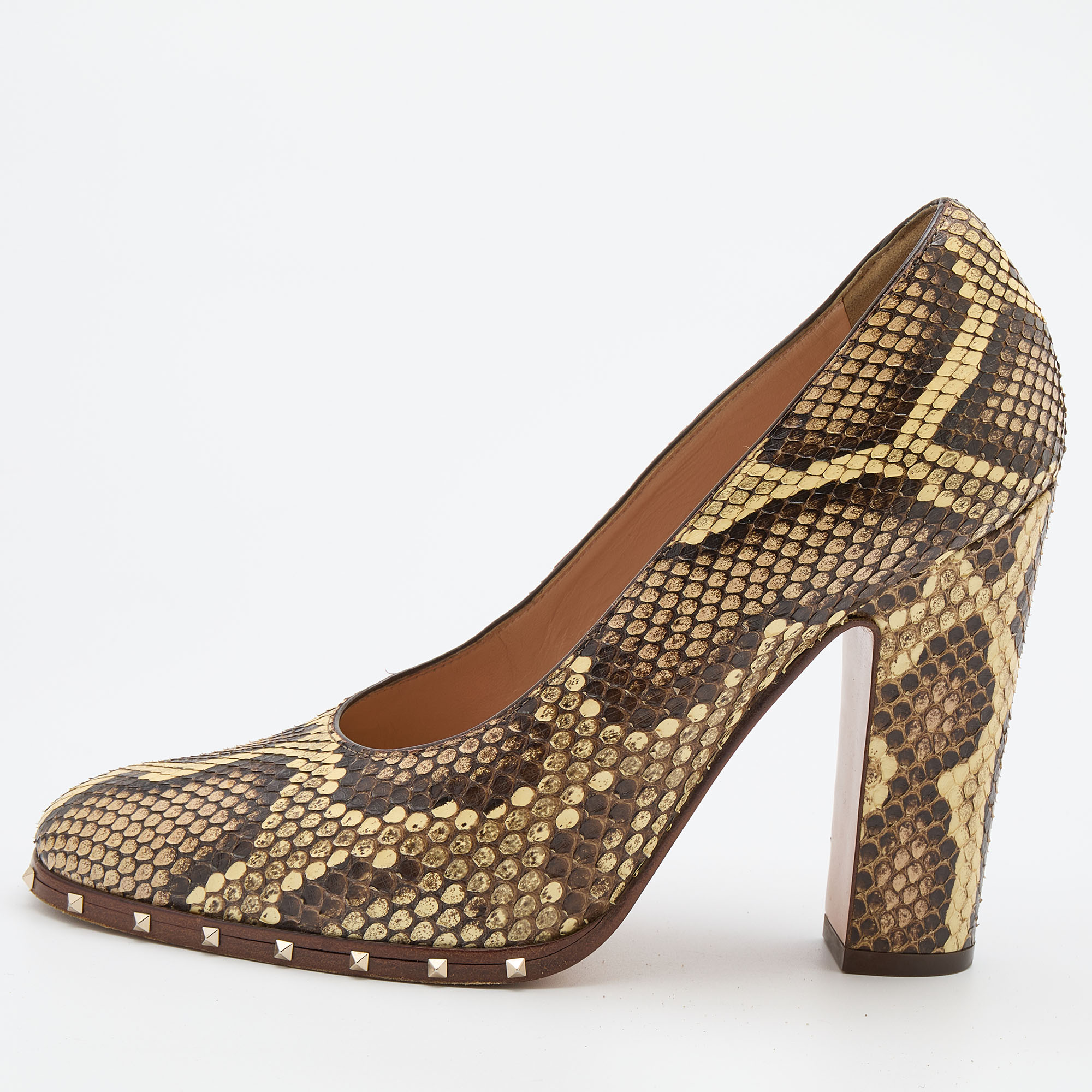 

Valentino Multicolor Python Leather Studded Round Toe Pumps Size