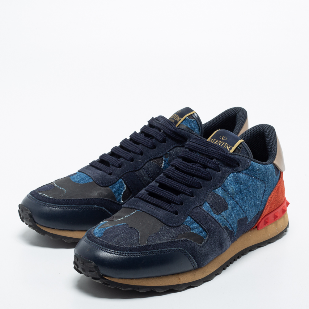 

Valentino Blue Leather and Suede Rockrunner Sneakers Size