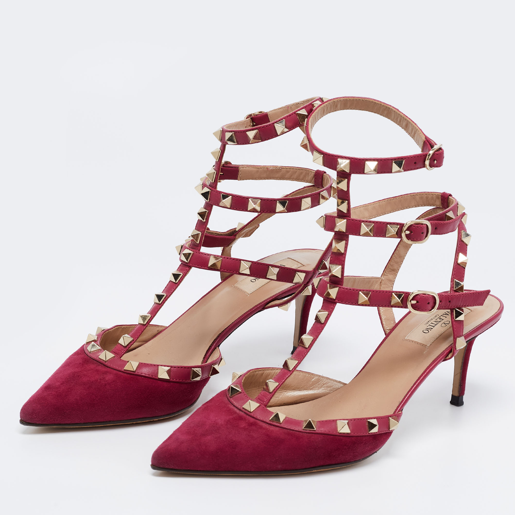 

Valentino Plum Suede Rockstud Ankle Strap Pumps Size, Purple