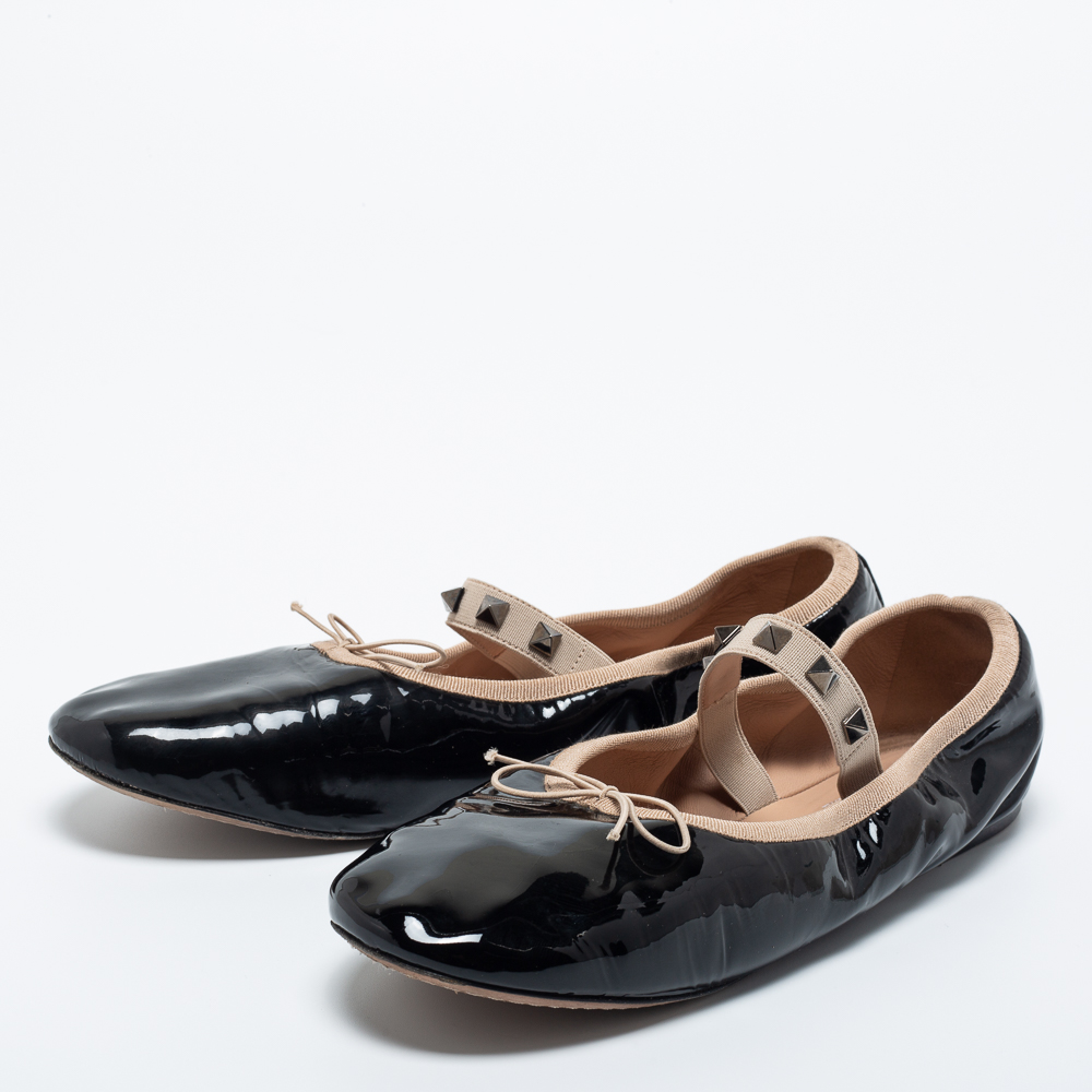 

Valentino Black PVC Rockstud Ballet Flats Size