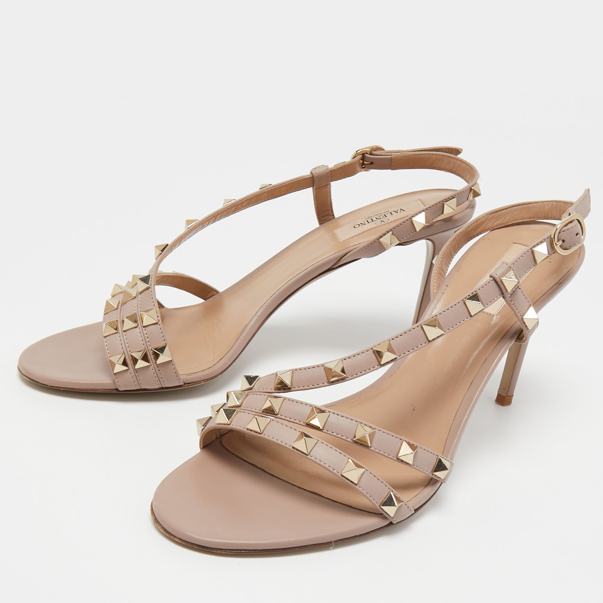 

Valentino Dusty Pink Leather Rockstud D'orsay Sandals Size