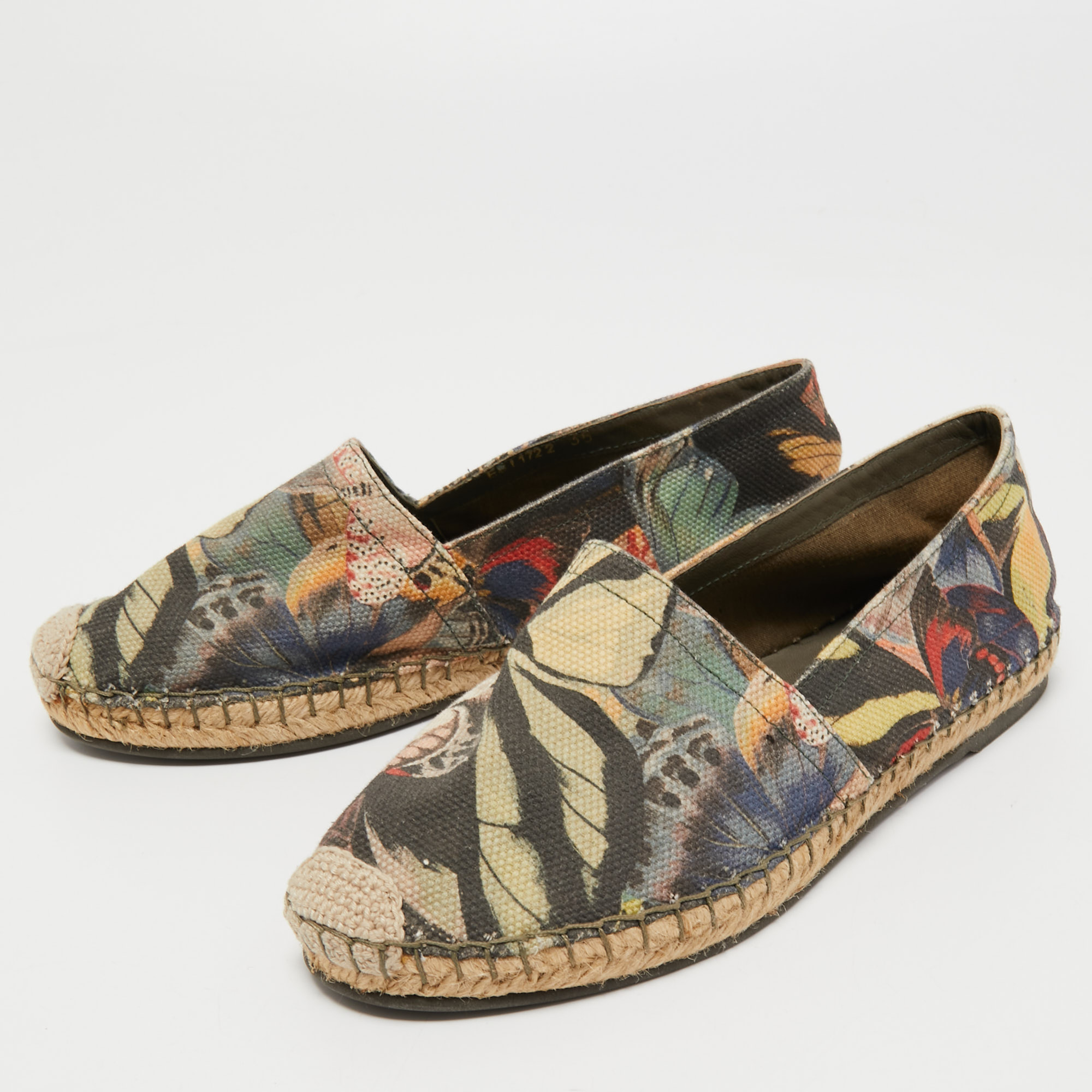 

Valentino Multicolor Butterfly Print Canvas Espadrille Flats Size