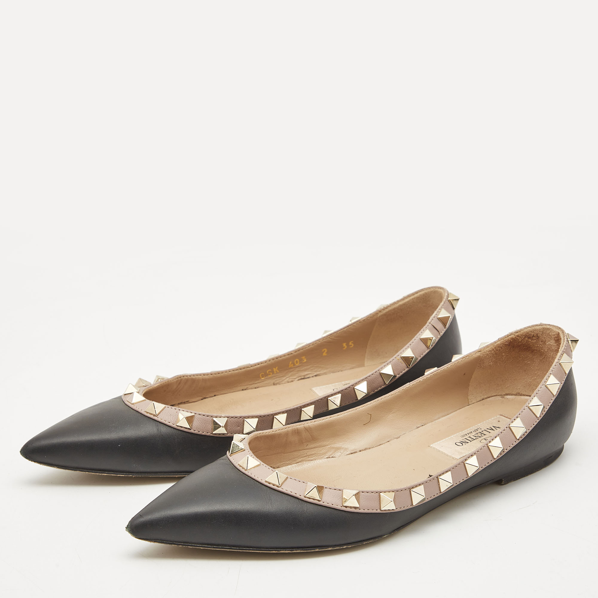 

Valentino Black Leather Rockstud Ballet Flats Size