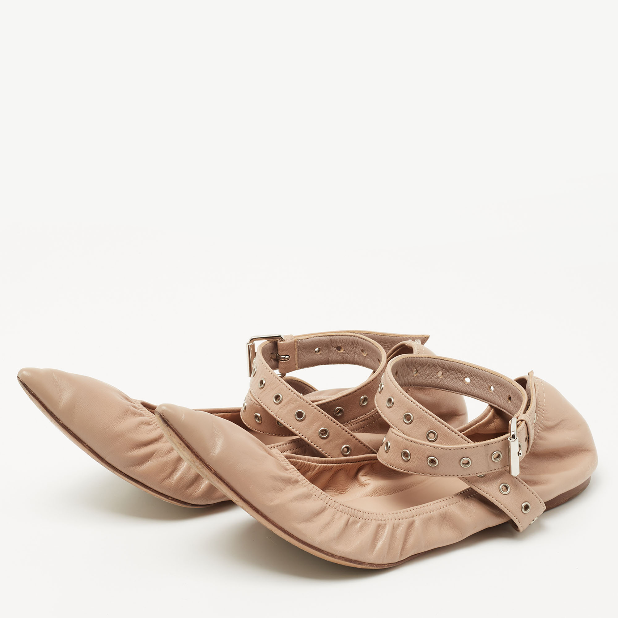 

Valentino Beige Leather Love Latch Ballet Flats Size