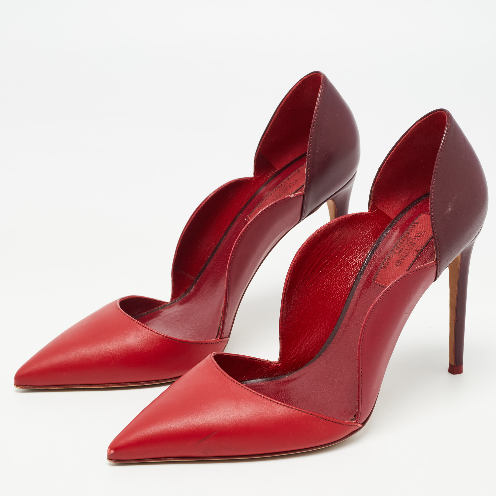 

Valentino Red/Burgundy Leather D-Orsay Pumps Size