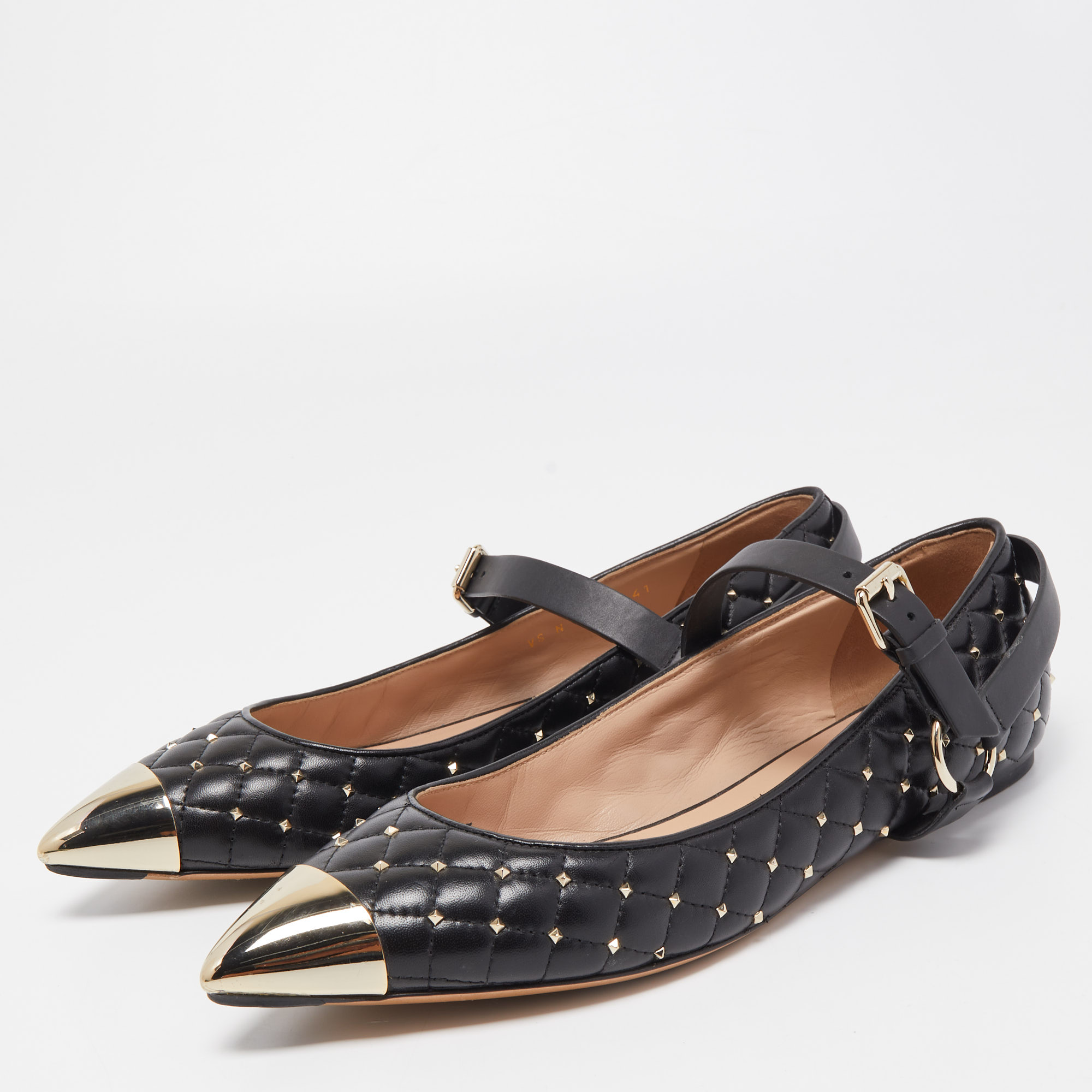 

Valentino Black Rockstud Ballet Flats Size