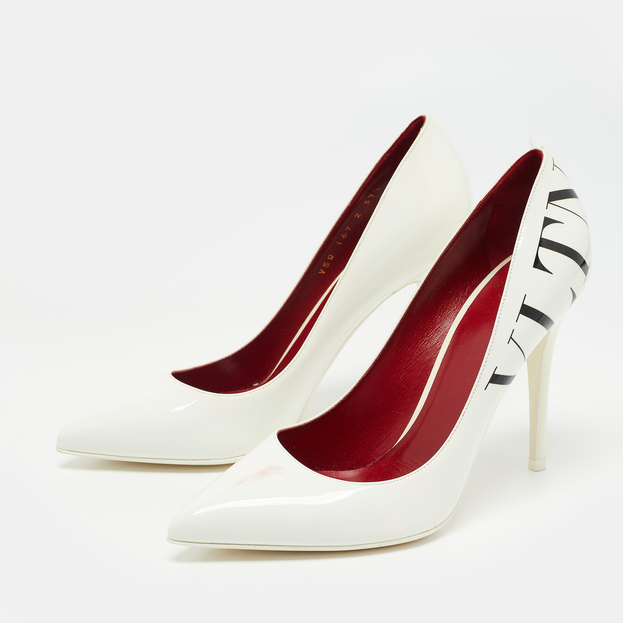 

Valentino White Patent Leather VLTN Pointed Toe Pumps Size