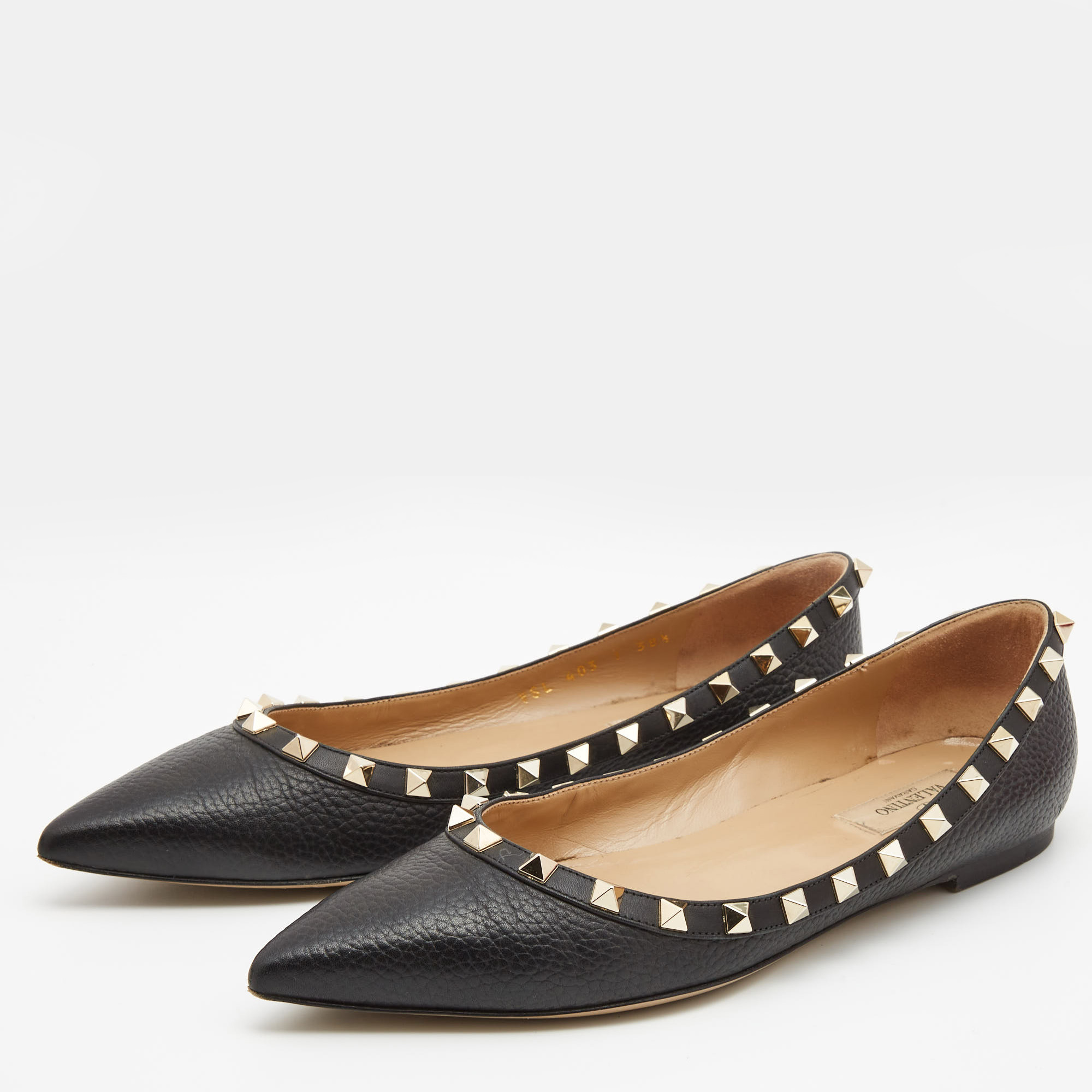 

Valentino Black Leather Rockstud Ballet Flats Size