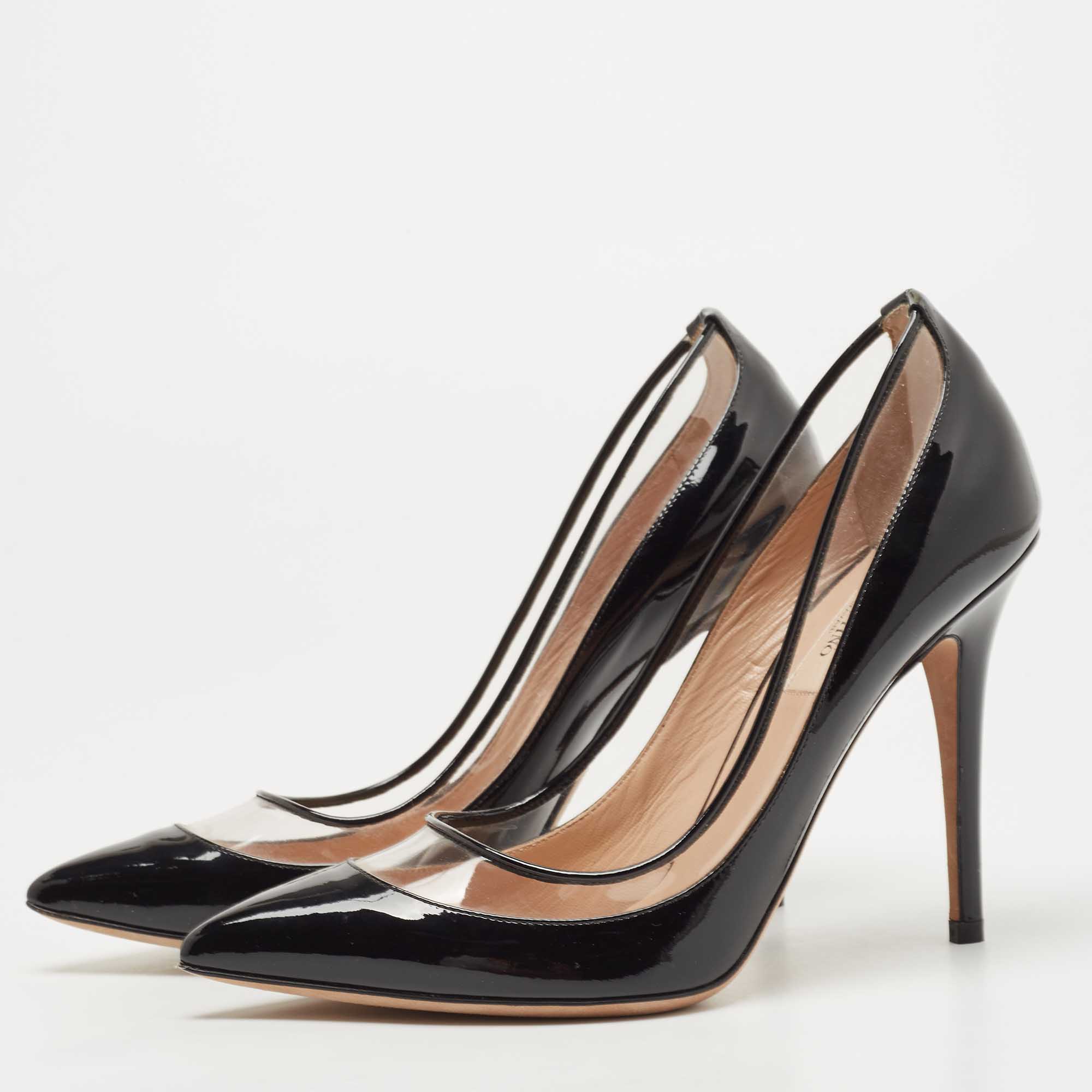 

Valentino Black Patent Leather and PVC Pointed Toe Pumps Size