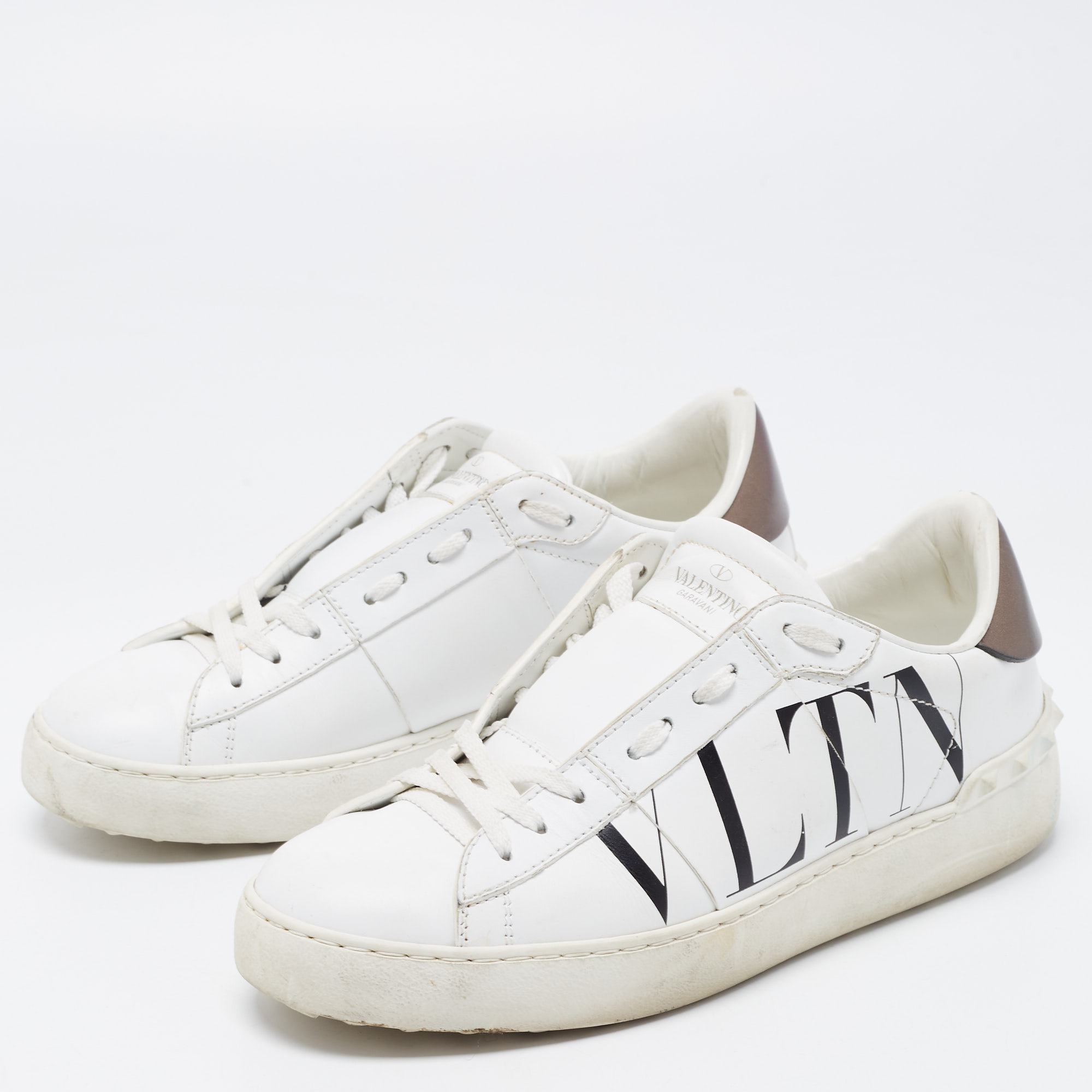 

Valentino White Leaather VLTN Open Sneakers Size