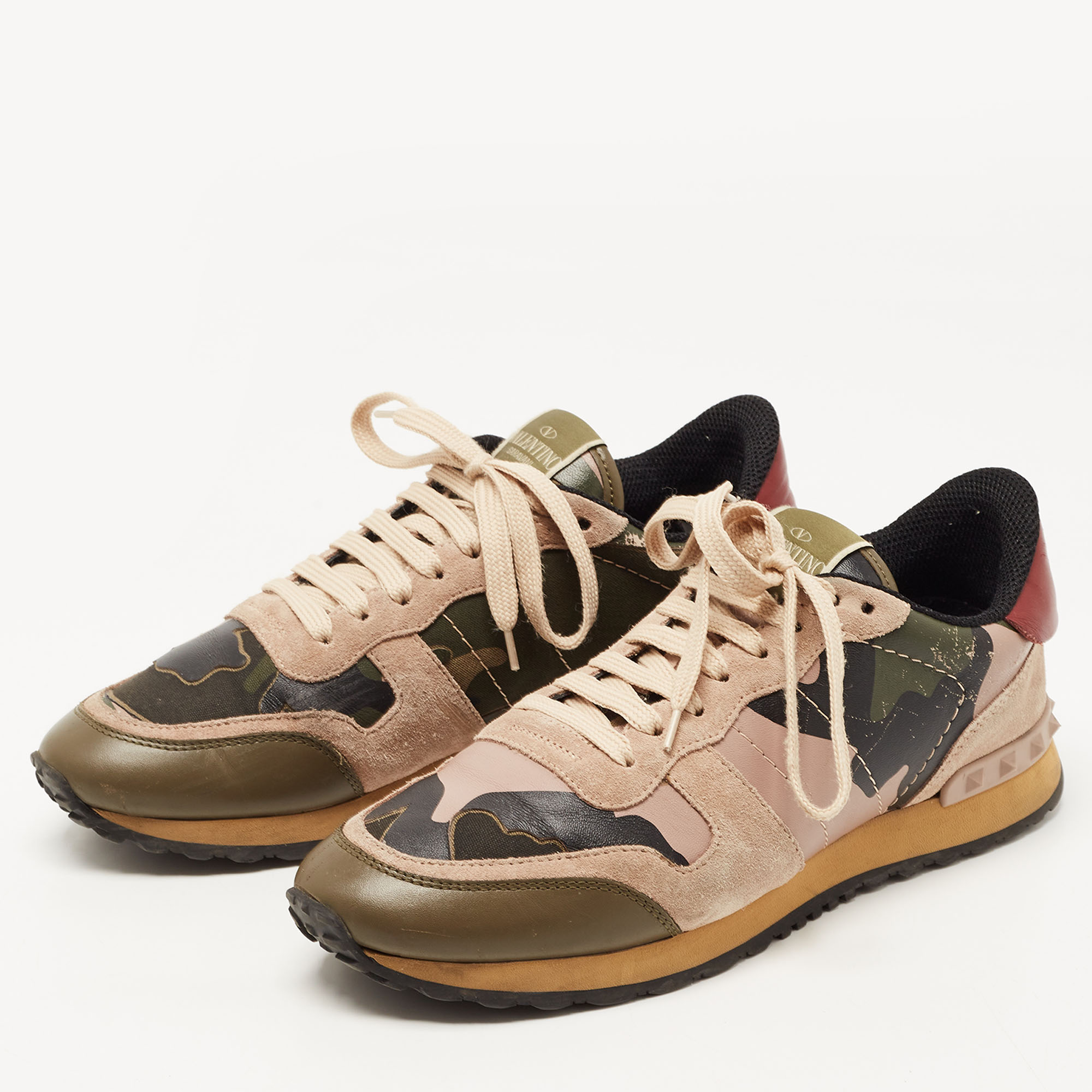 

Valentino Multicolor Camo Print Canvas and Suede Rockrunner Sneakers Size, Green