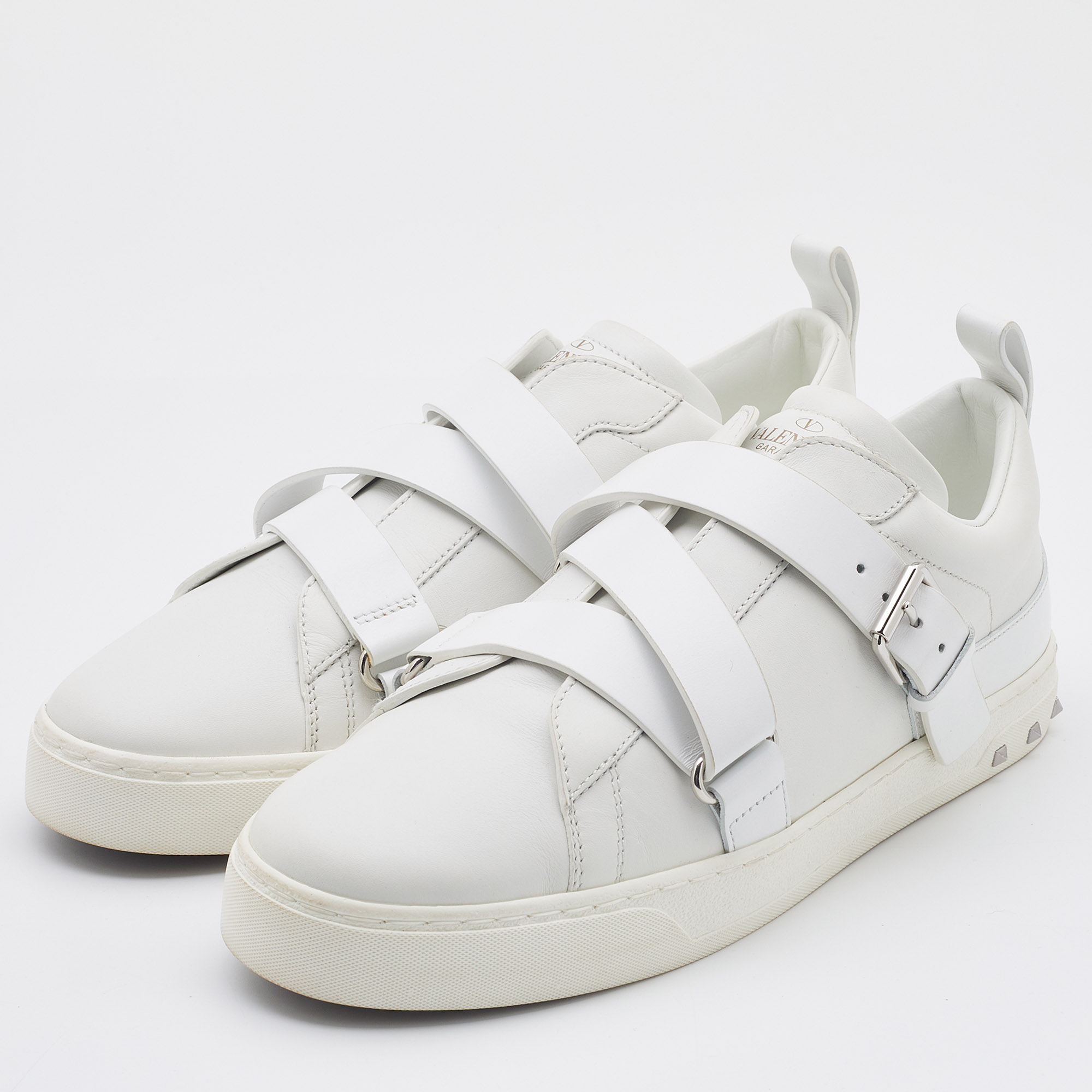 

Valentino White Leather Rockstud Low Top Sneakers Size