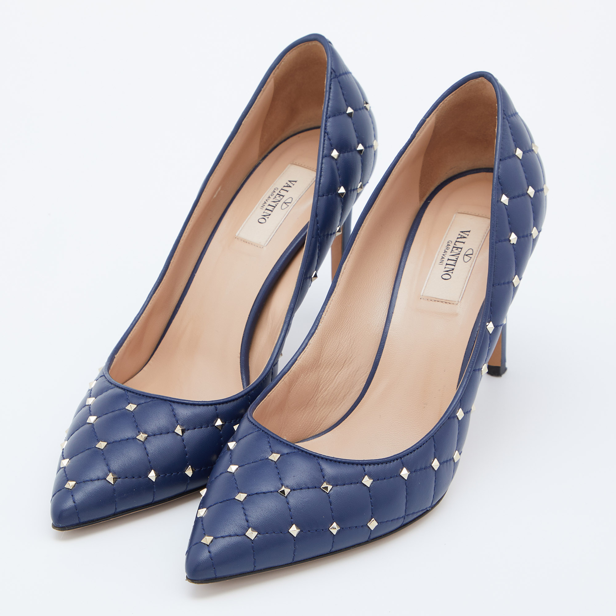 

Valentino Navy Blue Leather Rockstud Pumps Size