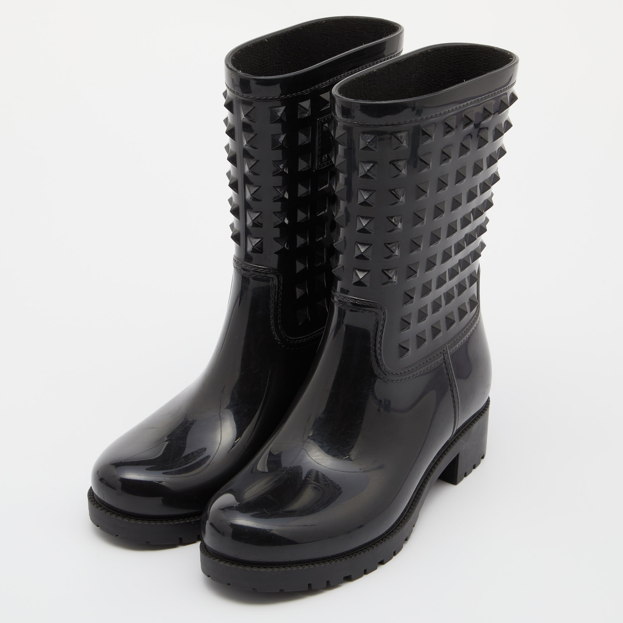 

Valentino Black Rubber Rockstud Rain Boots Size