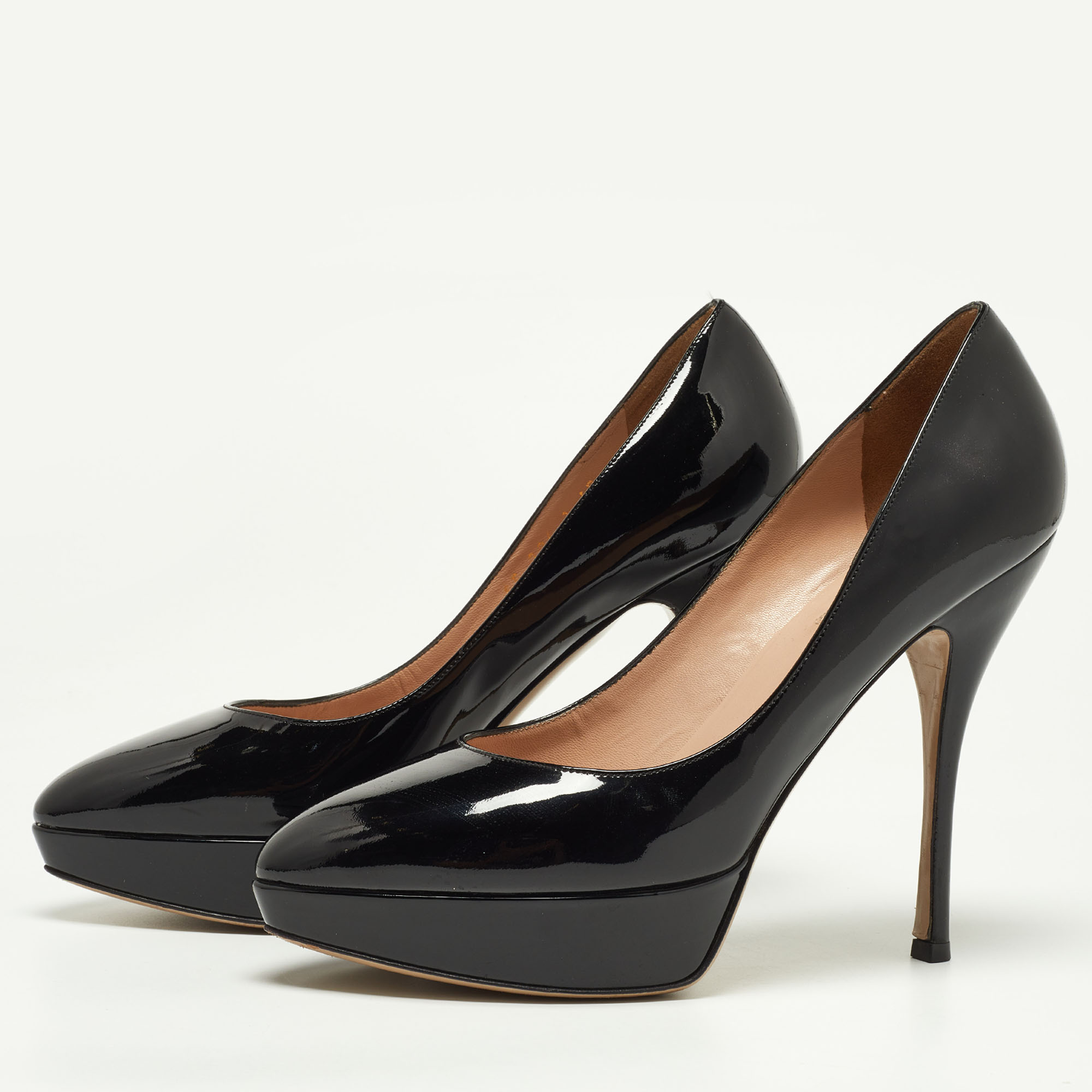 

Valentino Black Patent Leather Platform Pumps Size