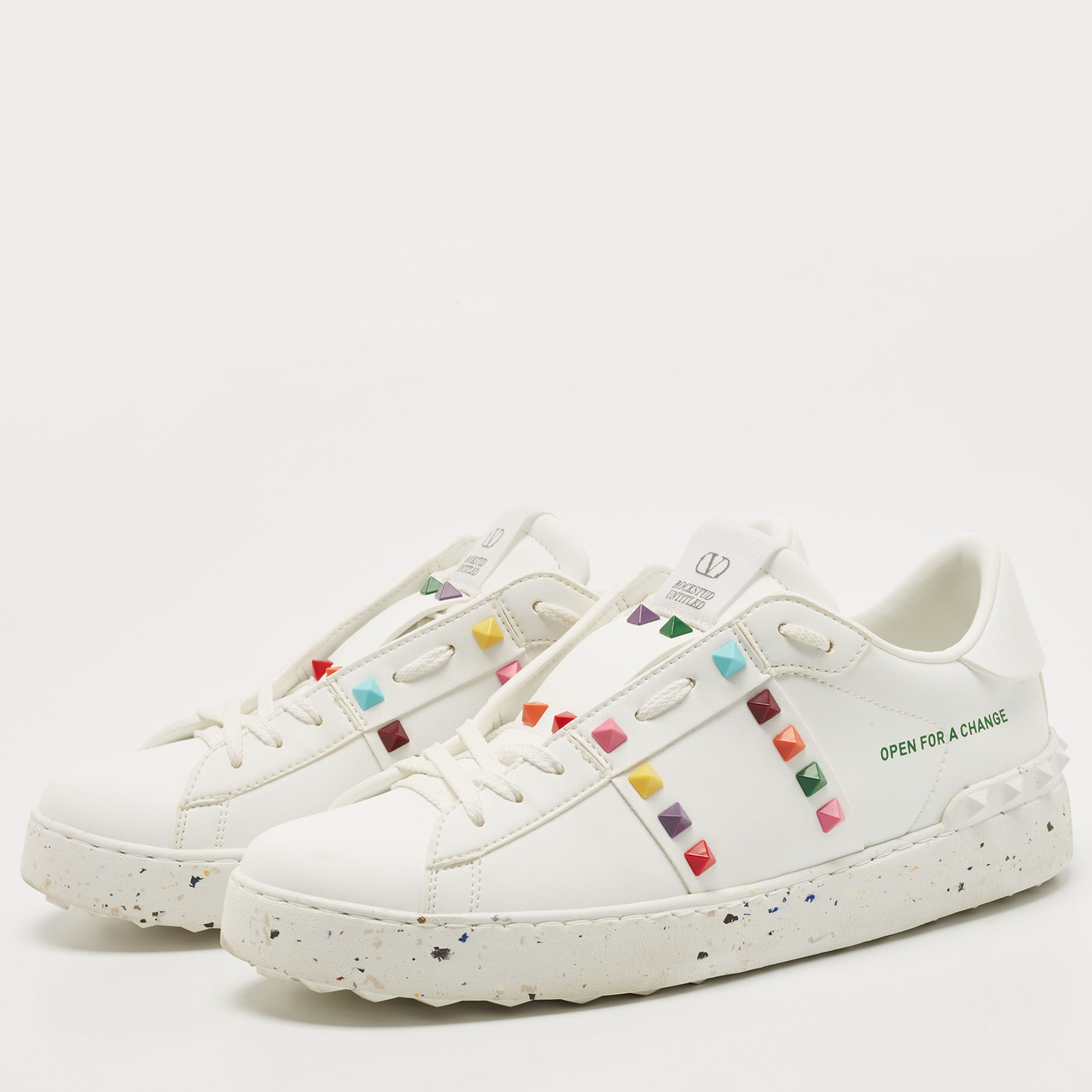 

Valentino White Leather Low Top Sneakers Size