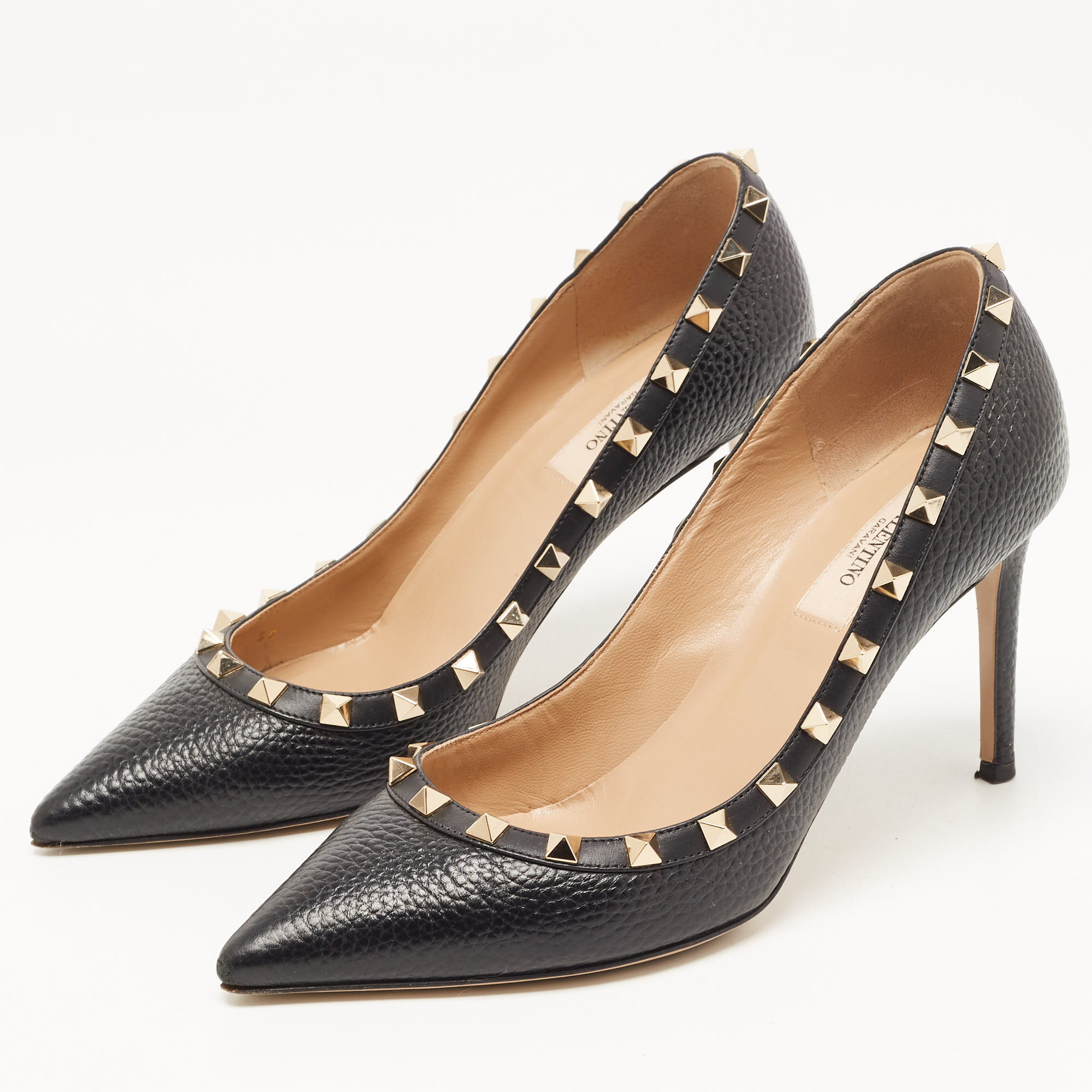 

Valentino Black Leather Rockstud Pointed Toe Pumps Size