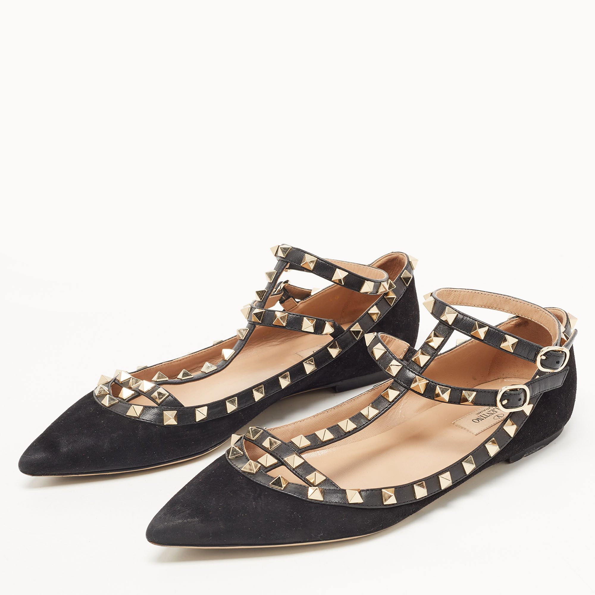 

Valentino Black Suede and Leather Rockstud Ballet Flats Size