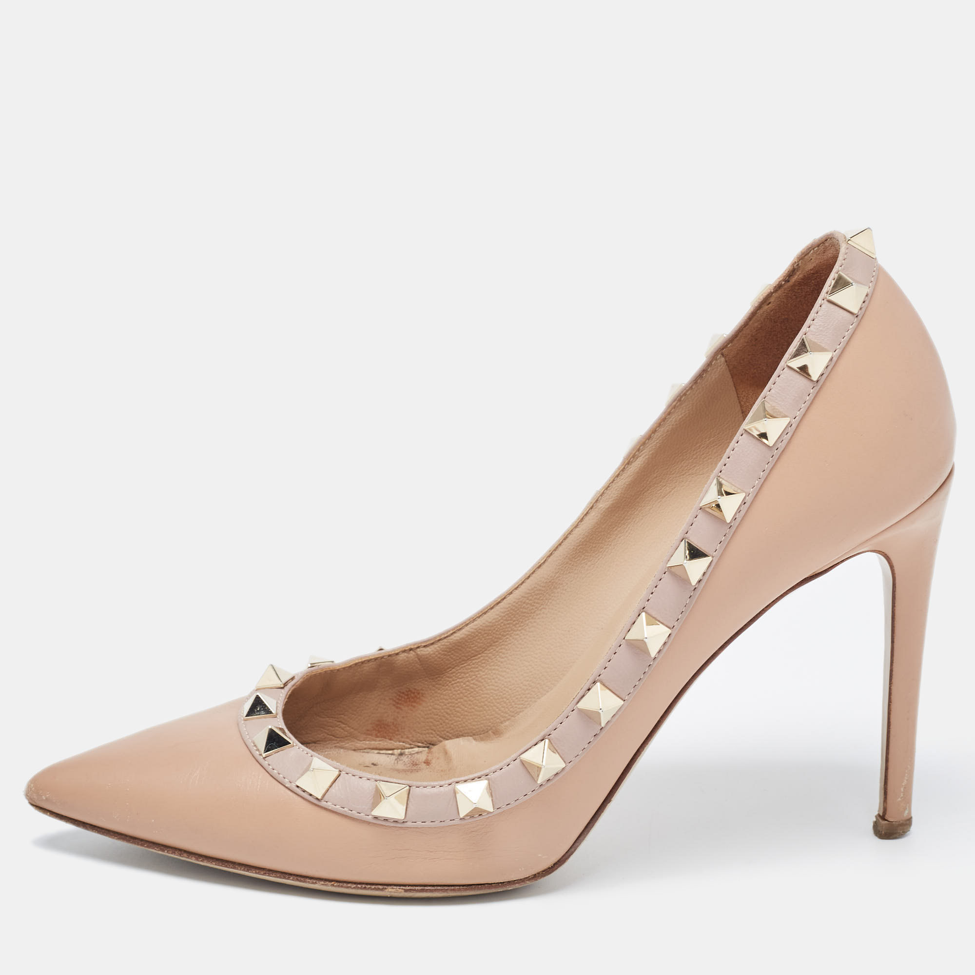 

Valentino Orange/Beige Leather Rockstud Pumps Size