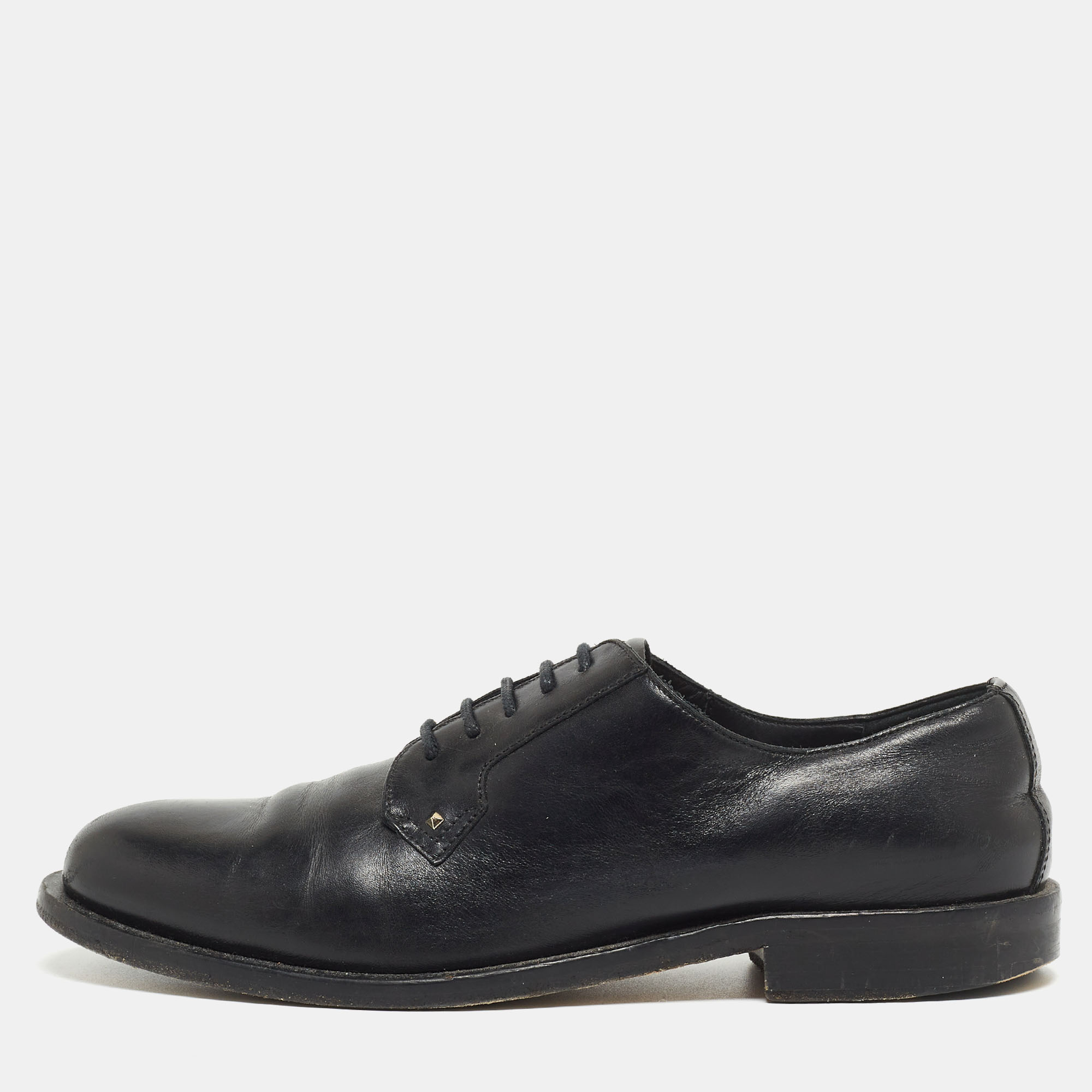 Pre-owned Valentino Garavani Black Leather Lace Up Derby Size 38
